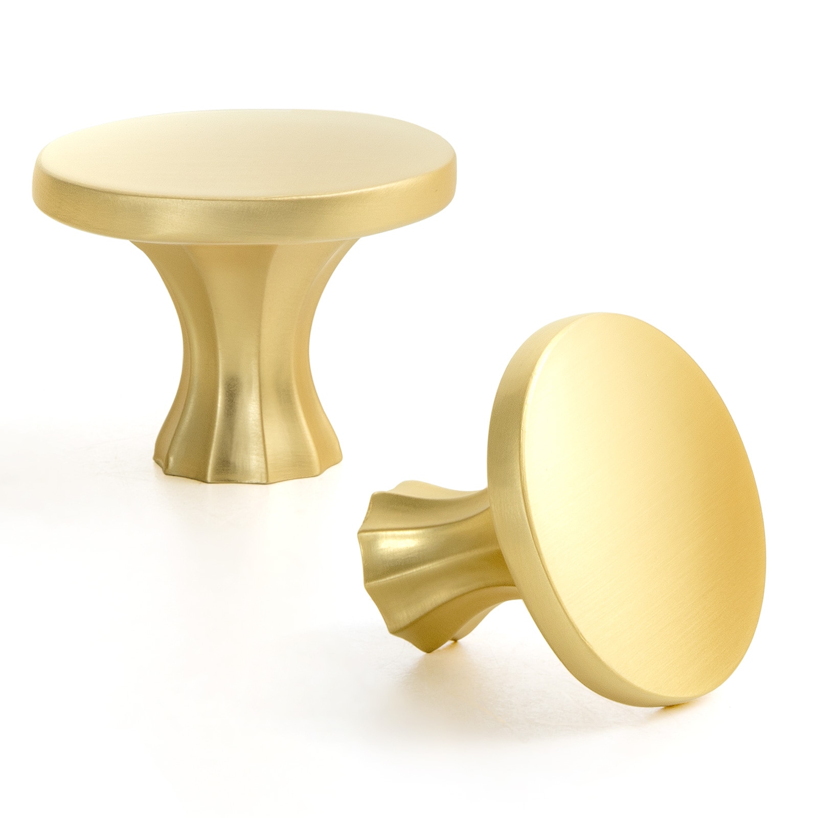 Miaokesen 2202TLS-DK 1-2/5-in Light Brushed Brass Mushroom Modern Cabinet Knob 6 -Pack