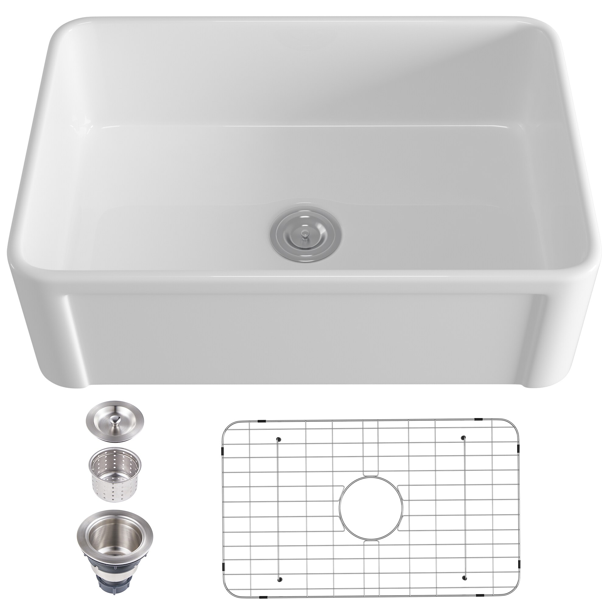 Eridanus ERI-FS-105MB 33 L x 20 W Farmhouse Kitchen Sink with Sink Grid and Basket Strainer Finish: Matte Black