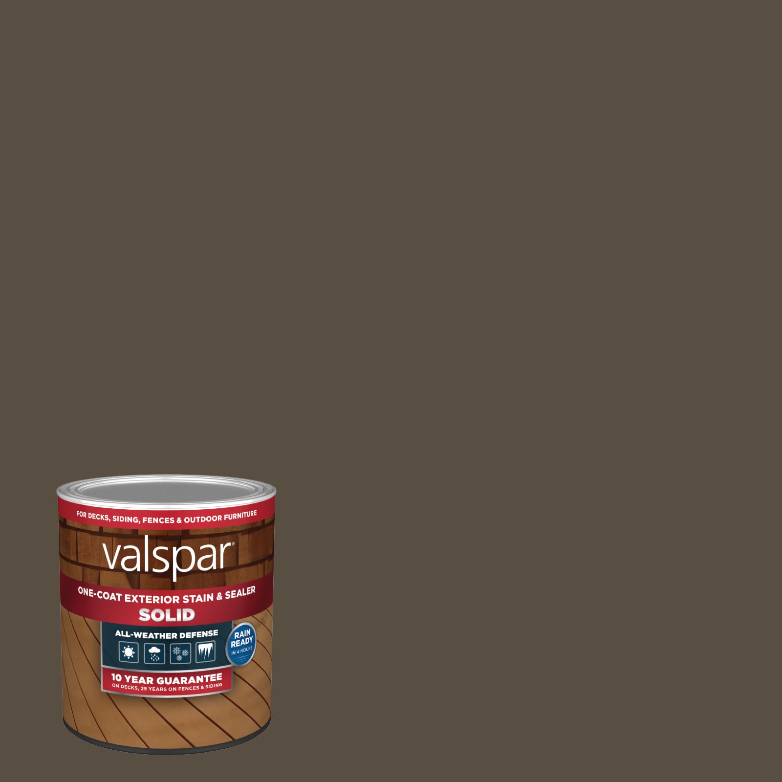 October Brown Solid Exterior Wood Stain and Sealer (1-quart) | - Valspar OCTOBR BRWN-1028090