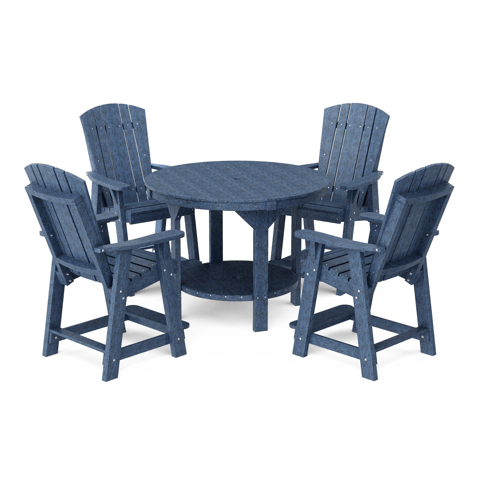 Wildridge LCC-180-PB Heritage 48-in 5 -Piece Patriot Blue Patio Dining Set Plastic Round Table with 4 Stationary Chairs