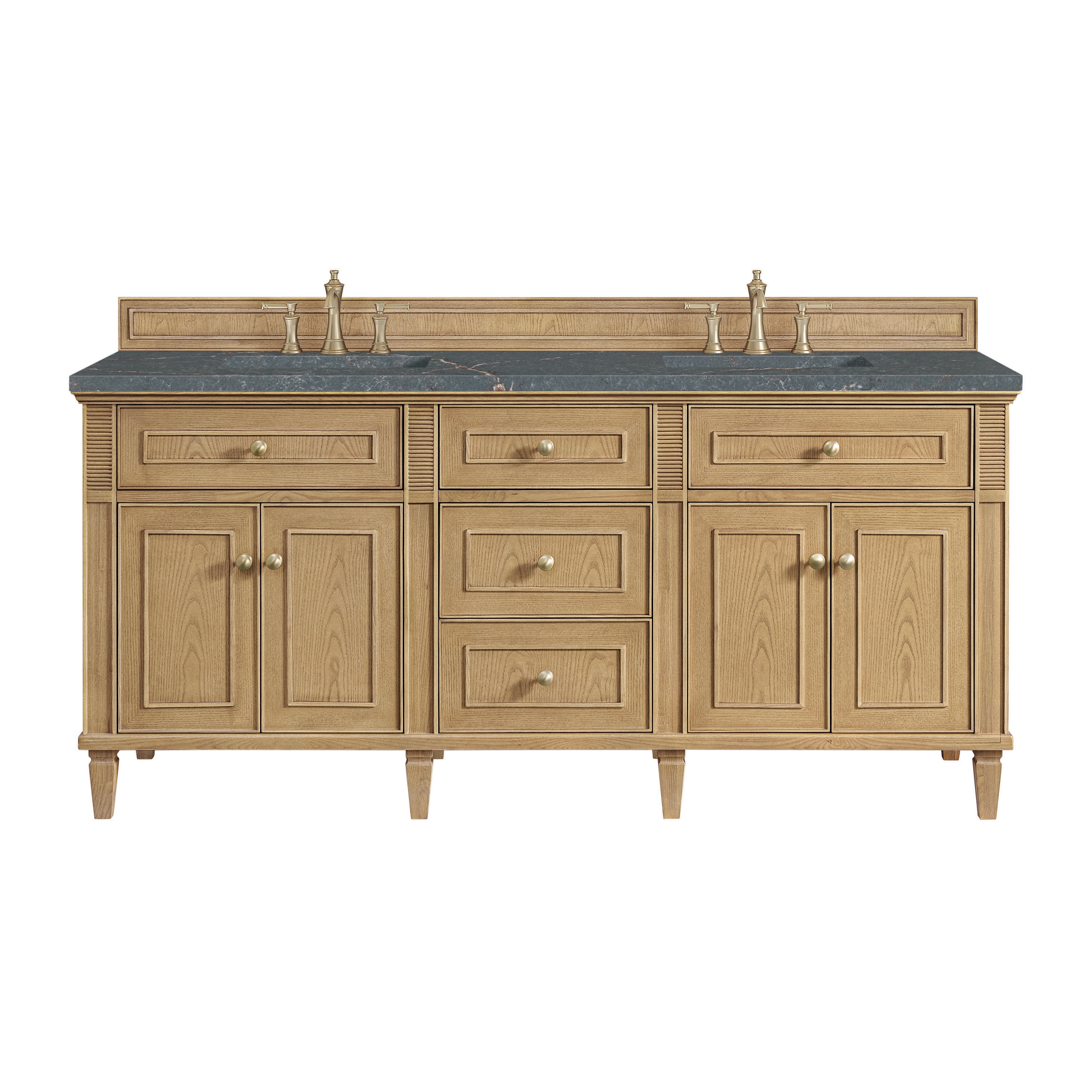 James Martin Vanities 424-V72-LNO-3PBL Lorelai 72-in Light Natural Oak Undermount Double Sink Bathroom Vanity with Parisien Bleu Quartz Top
