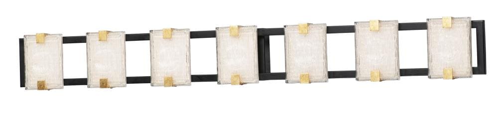 Maxim Lighting 39534CYBKGL Radiant 48.75-in 7-Light Black/Gold Leaf LED Transitional Vanity Light Bar
