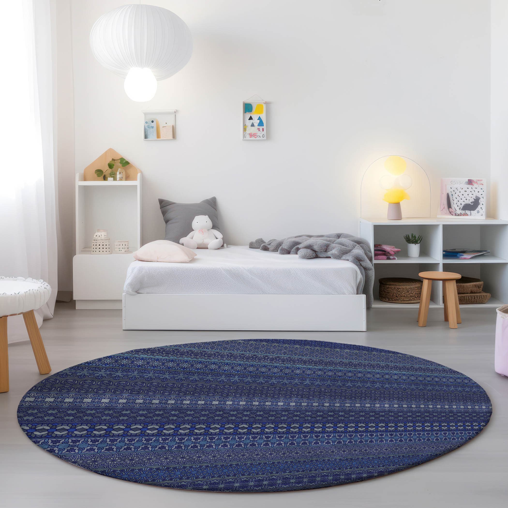 Addison Rugs ACN527NA8RO Chantille ACN527NA 8 x 8 (ft) Polyester Navy Round Indoor/Outdoor Abstract Machine washable Area rug