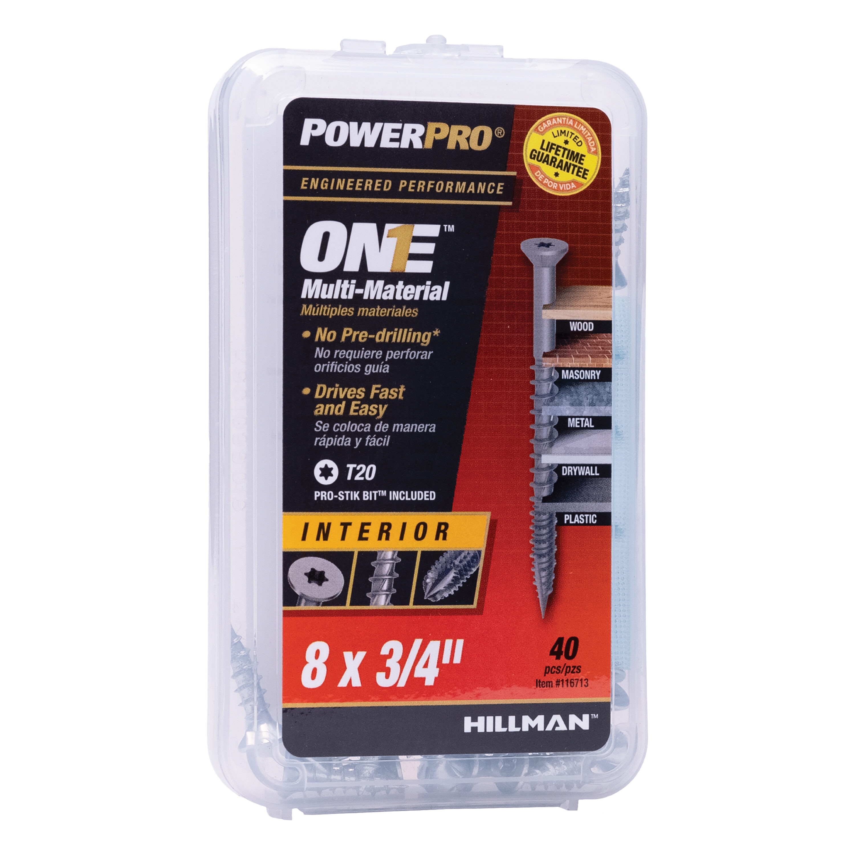 Power Pro 116713 One #8 x 3/4-in Zinc-plated Interior Wood screws ( 40 -Per Box )