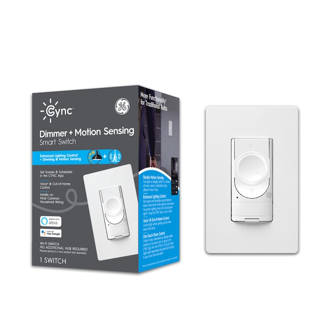 White Single-Pole and 3-Way Smart Switch Motion Sensing and Dimmer C by GE