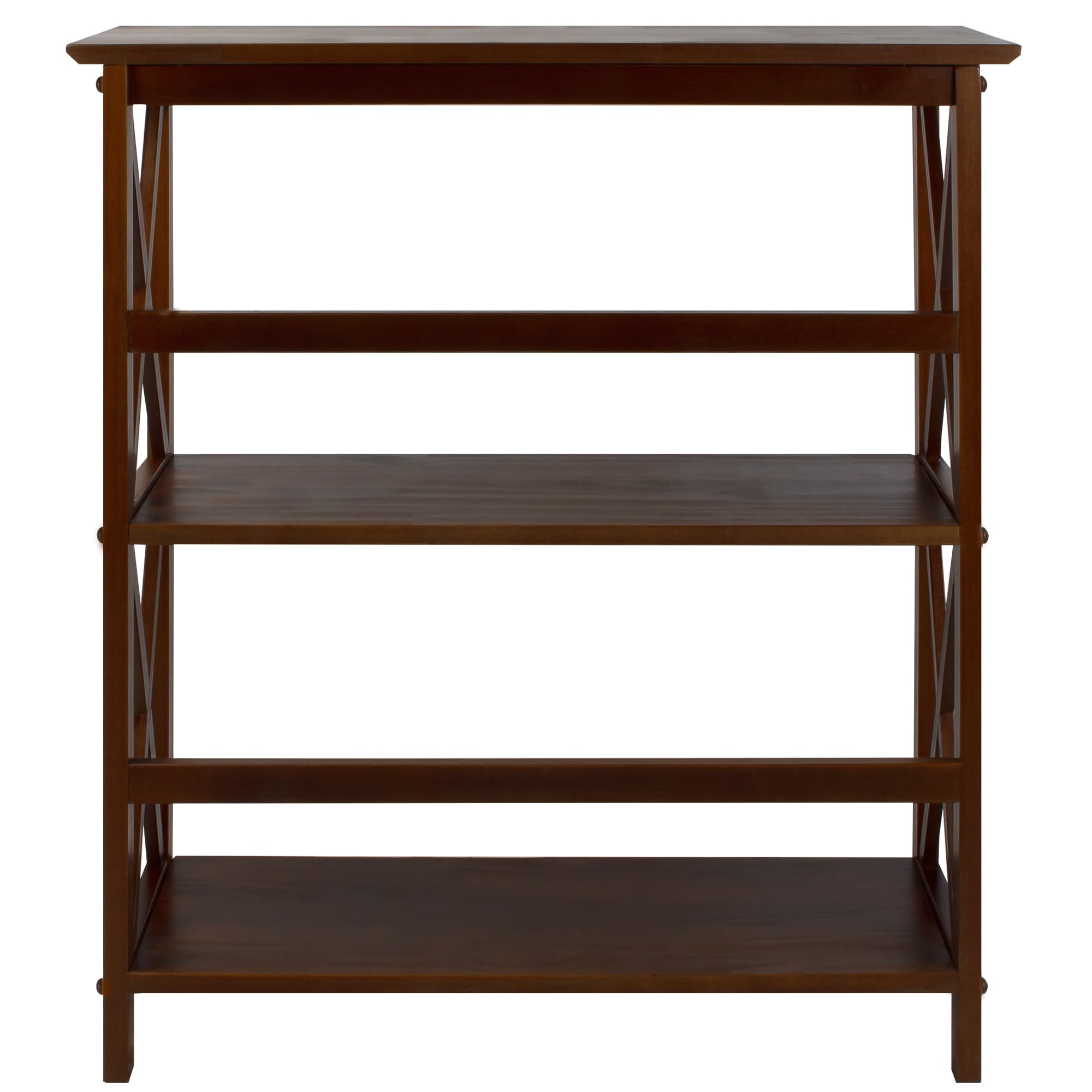 Contemporary Walnut Wood Bookcase with X-Design Doors