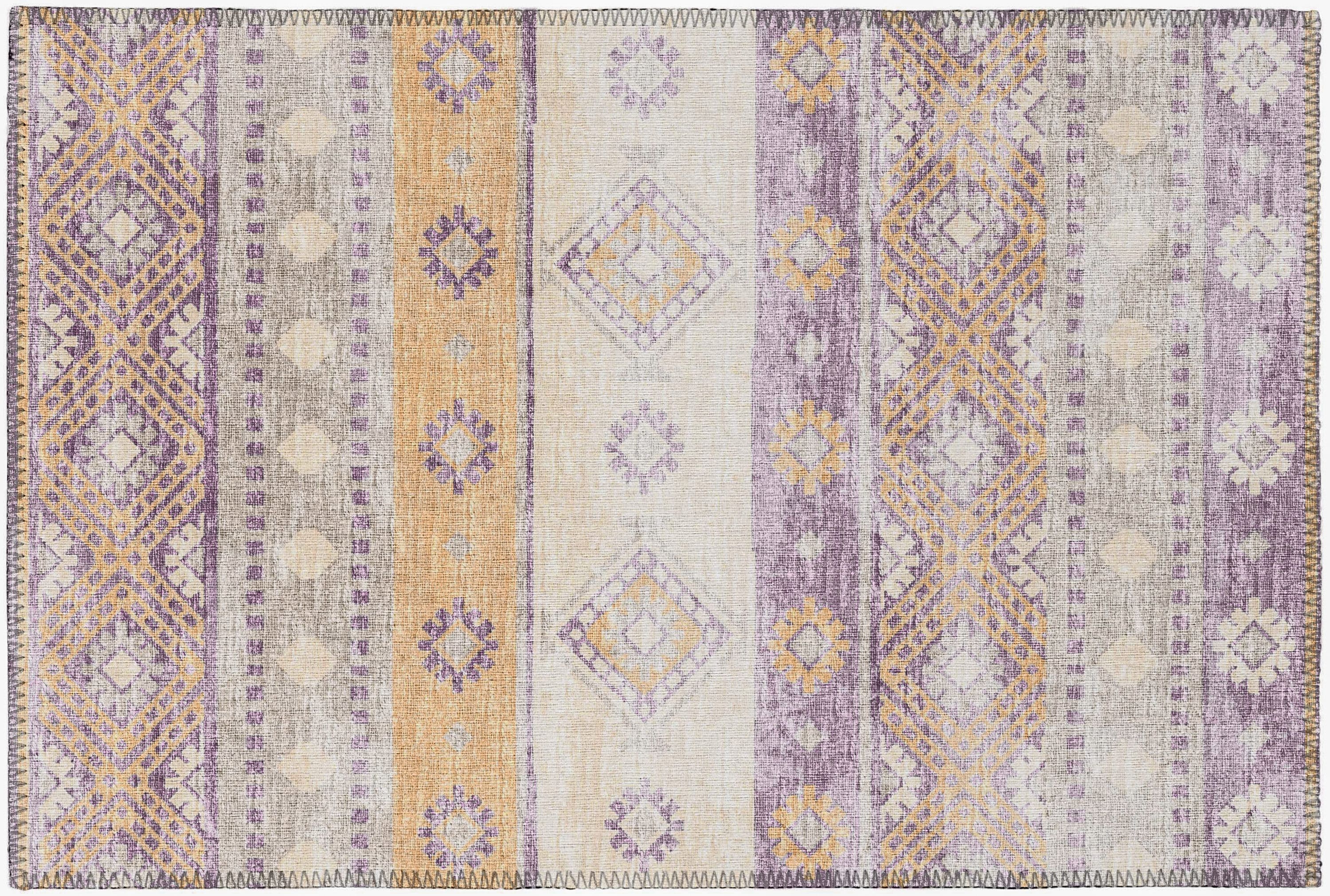 Addison Rugs AYU42PR20X30 Yuma 2 x 3 (ft) Chenille Purple Rectangular Indoor/Outdoor Geometric Southwestern Machine washable Throw rug