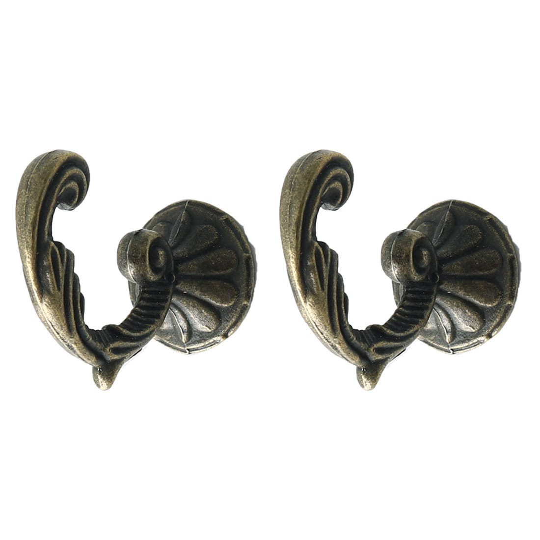 Unique Bargains Curtain Tiebacks Hook Zinc Alloy Vintage Curtain Drapery Holders Window Holdback Wall Hooks Clothes Hangers Set of 2 Bronze Tone