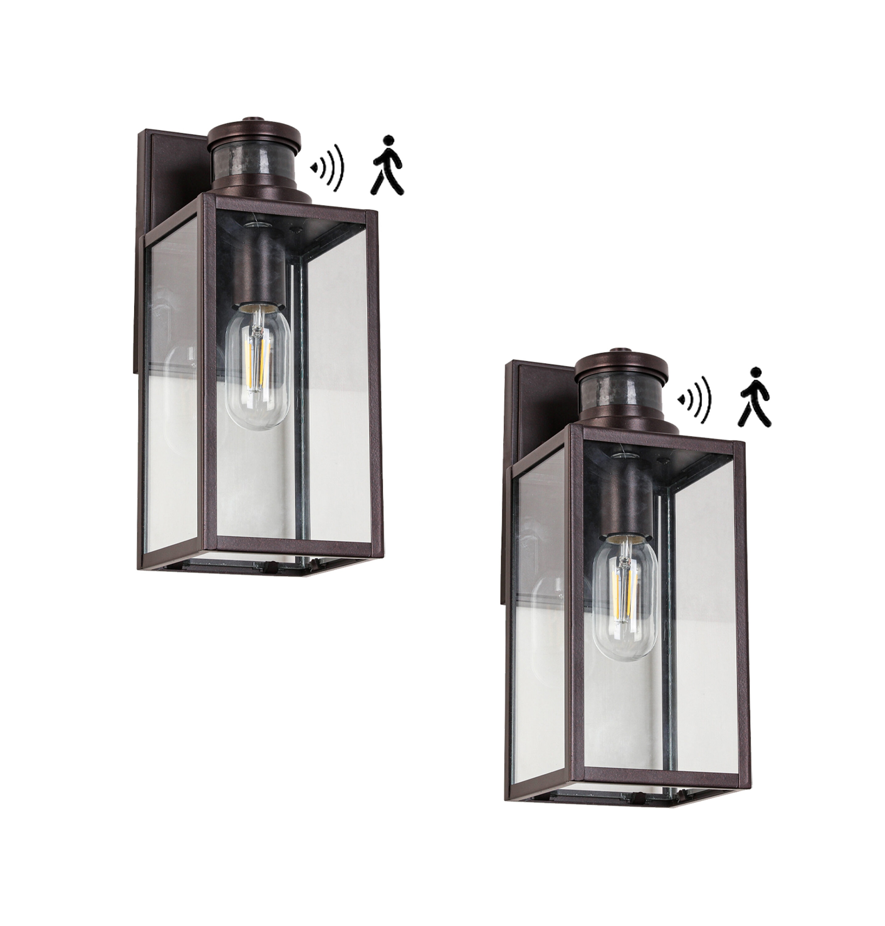Flynama L-677069 Outdoor Wall Lights 2 -Pack 2 -Light 12.56-in H Oil-rubbed Bronze Hardwired Motion Sensor Outdoor Wall Light
