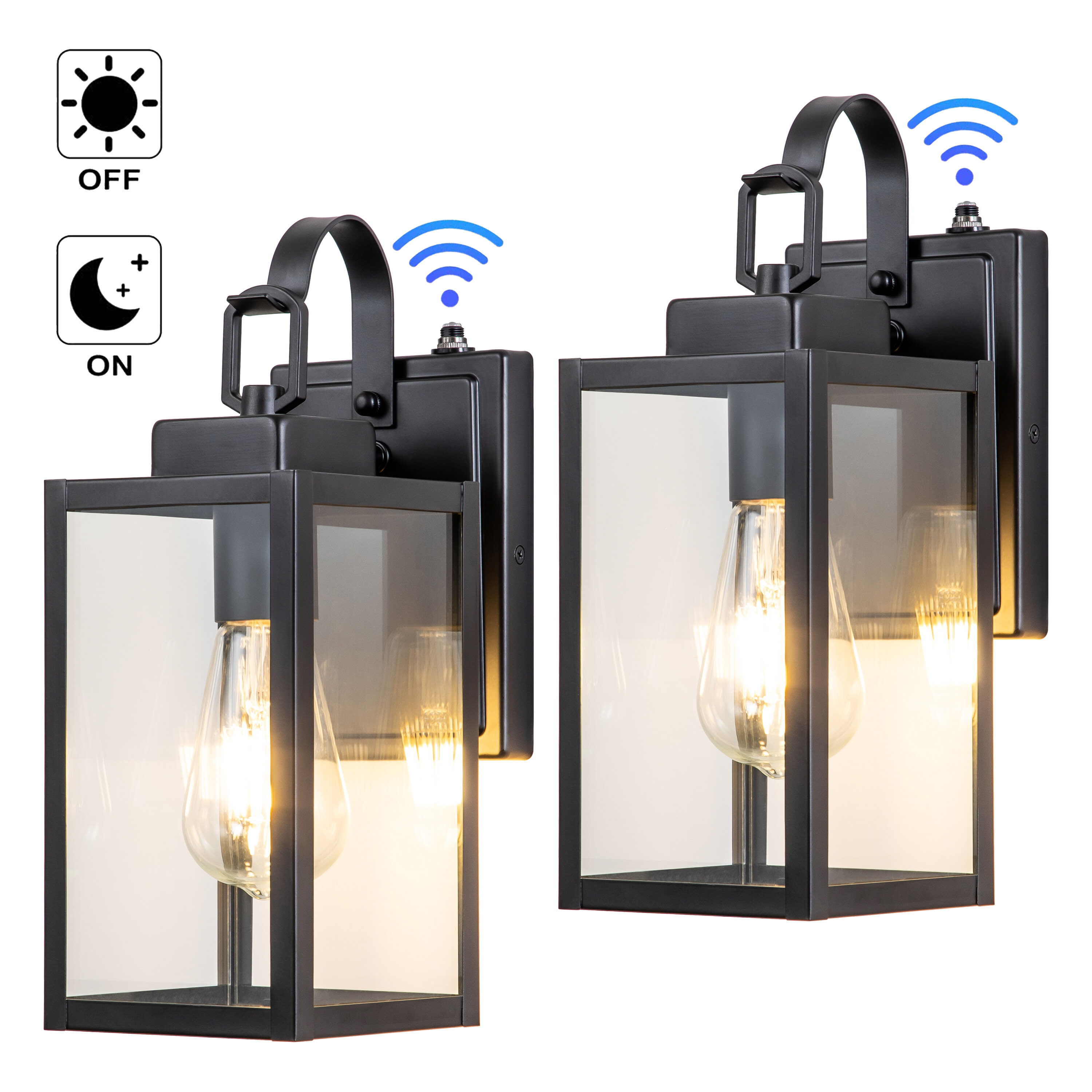 C Cattleya LLA2328-2W 1 -Light 12.75-in H Black Hardwired Dusk to Dawn Outdoor Wall Light