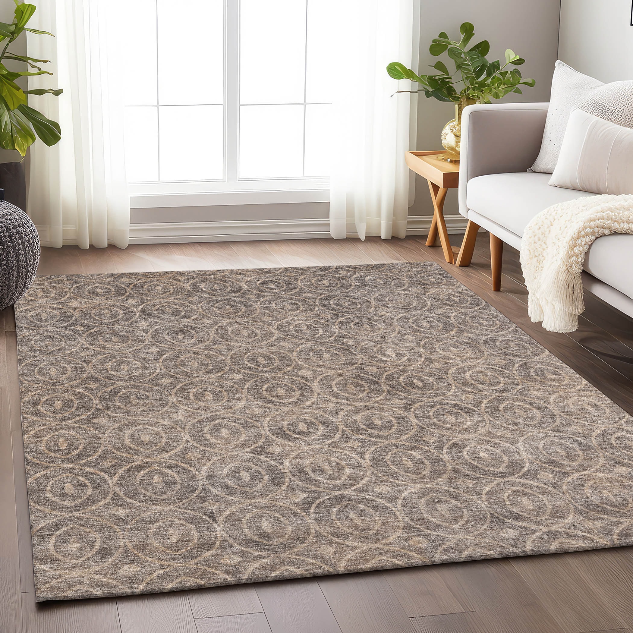 Addison Rugs ACN1227MO8X10 Chantille ACN1227MO 8 x 10 (ft) Polyester Mocha Rectangular Indoor/Outdoor Geometric Machine washable Area rug