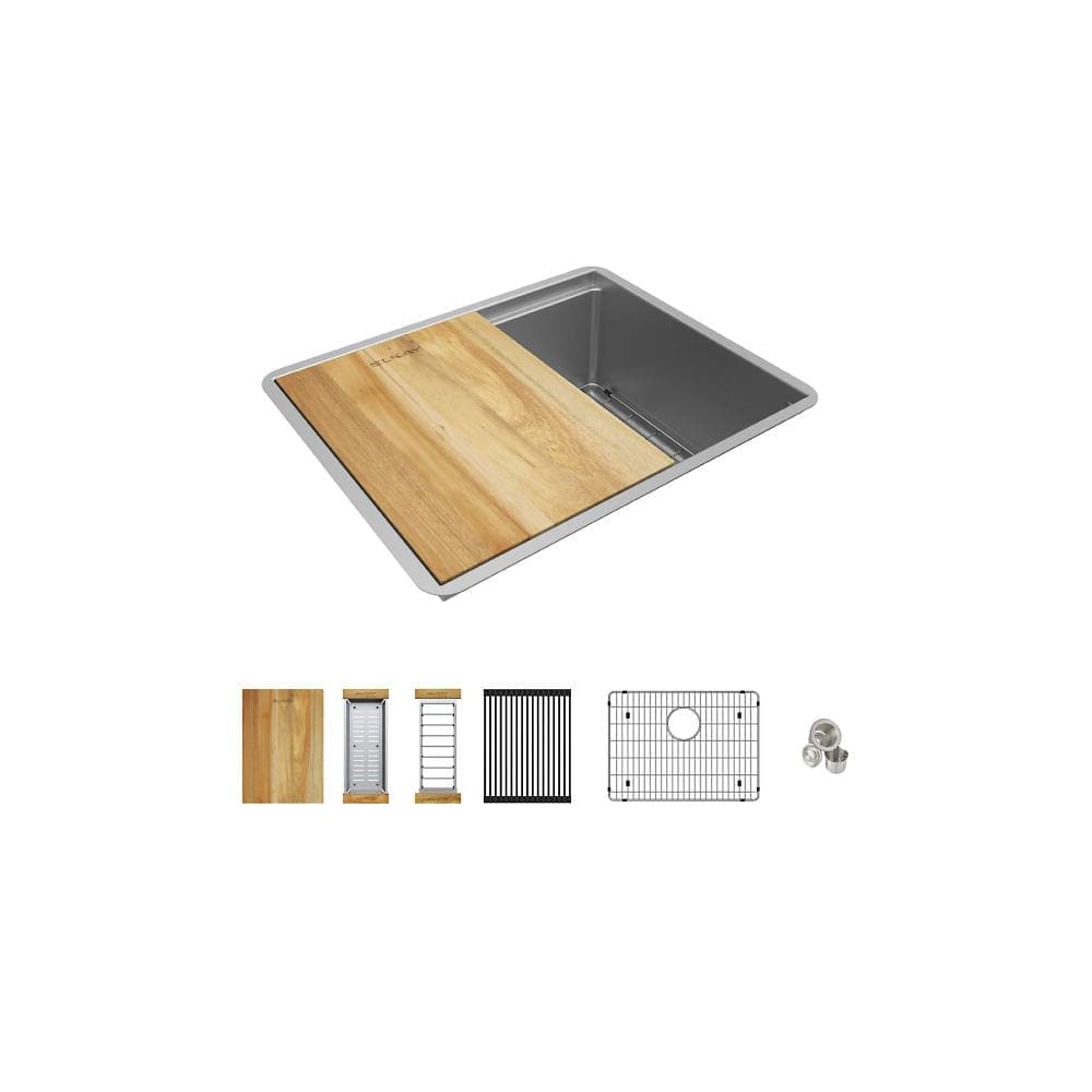 Elkay  EFRU21169W Crosstown 2212 Inch x 1812 Inch x 834 Inch 16 Gauge Workstation with Single Bowl Undermount Sink Kit