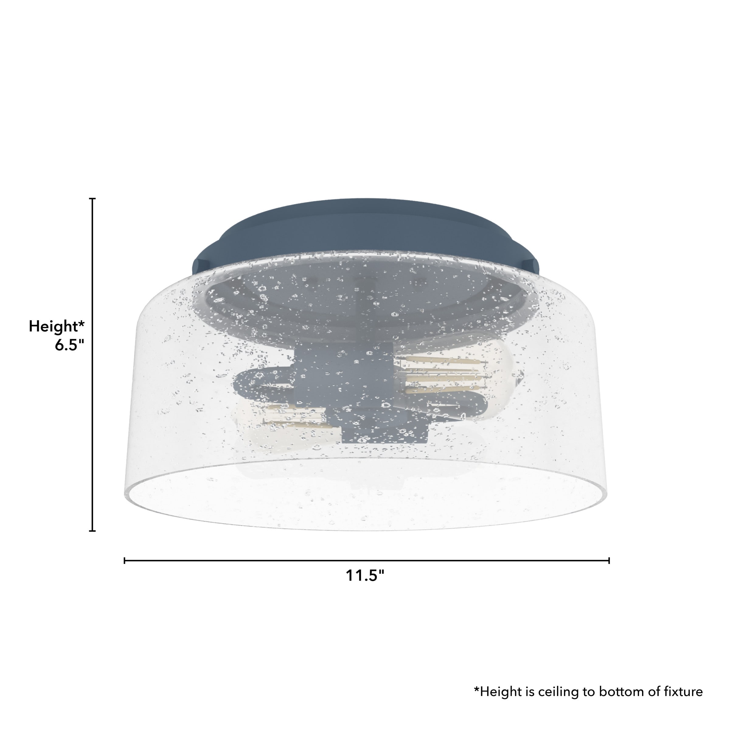 Indigo Blue Hartland Seeded Glass LED Flush Mount Light