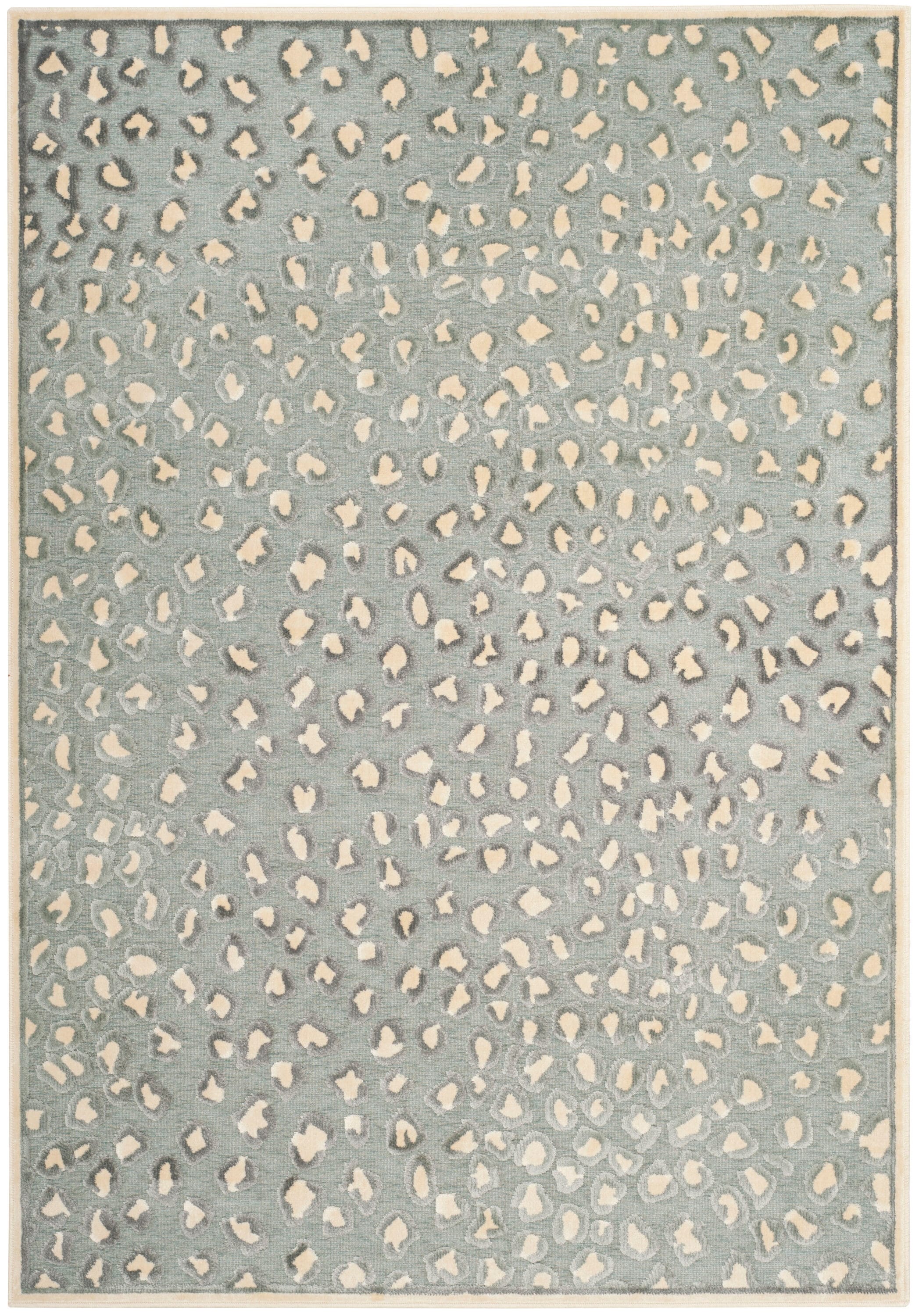 Cream and Spruce Hand-Knotted Viscose Area Rug