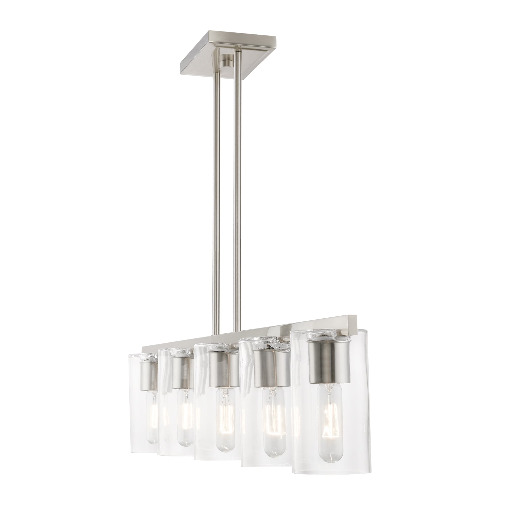 Clarion Brushed Nickel and Clear Glass 5-Light Linear Chandelier