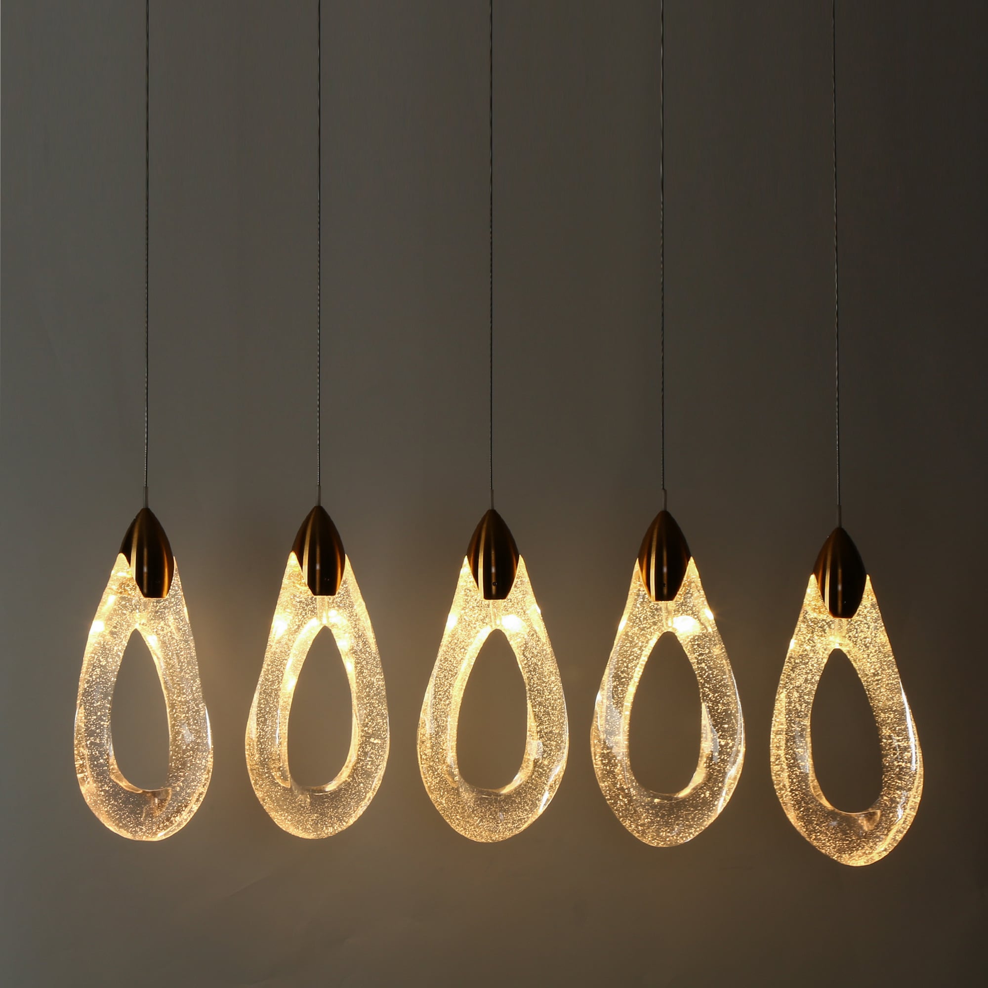 Gold and Clear Resin 5-Light LED Kitchen Island Chandelier