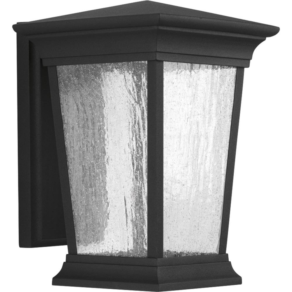 Black Aluminum LED Outdoor Wall Lantern with Textured Glass