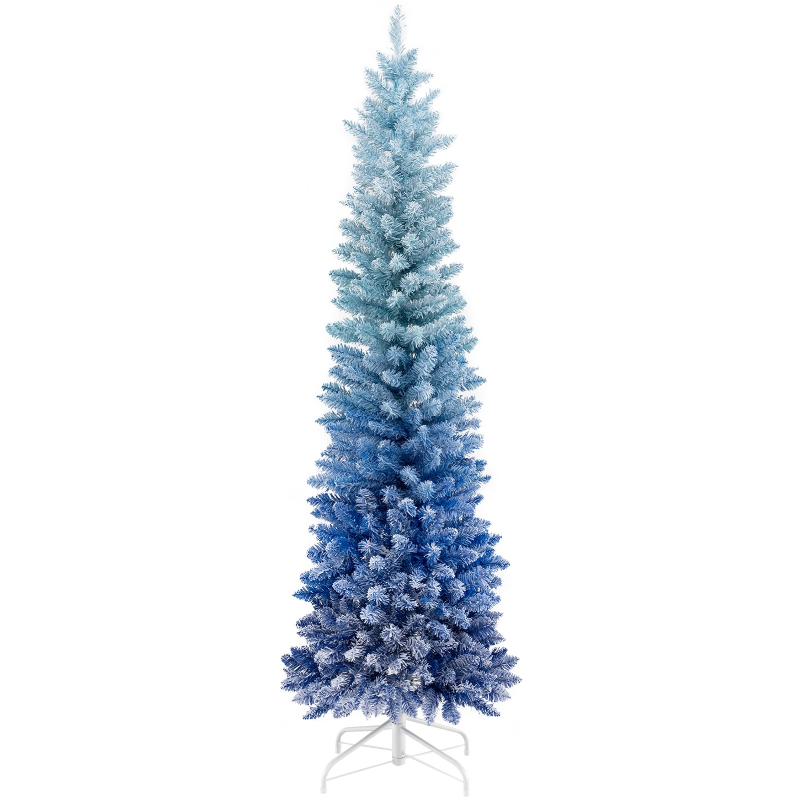 WELLFOR HYG24081US 6-Feet Pencil Flocked Blue Artificial Christmas Tree