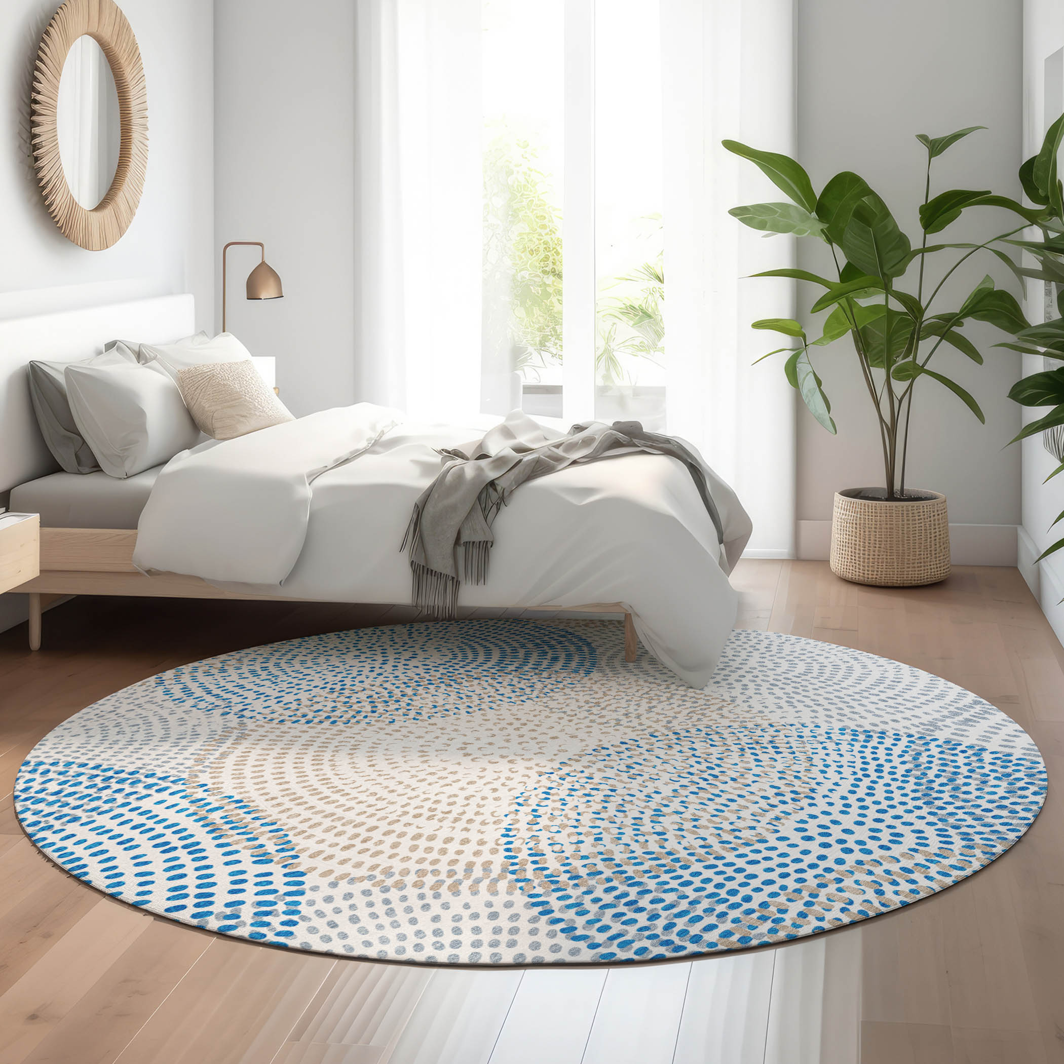Addison Rugs AMF586IV8RO Mayfield AMF586IV 8 x 8 (ft) Loomed Polyester Ivory Round Indoor Geometric Machine washable Area rug
