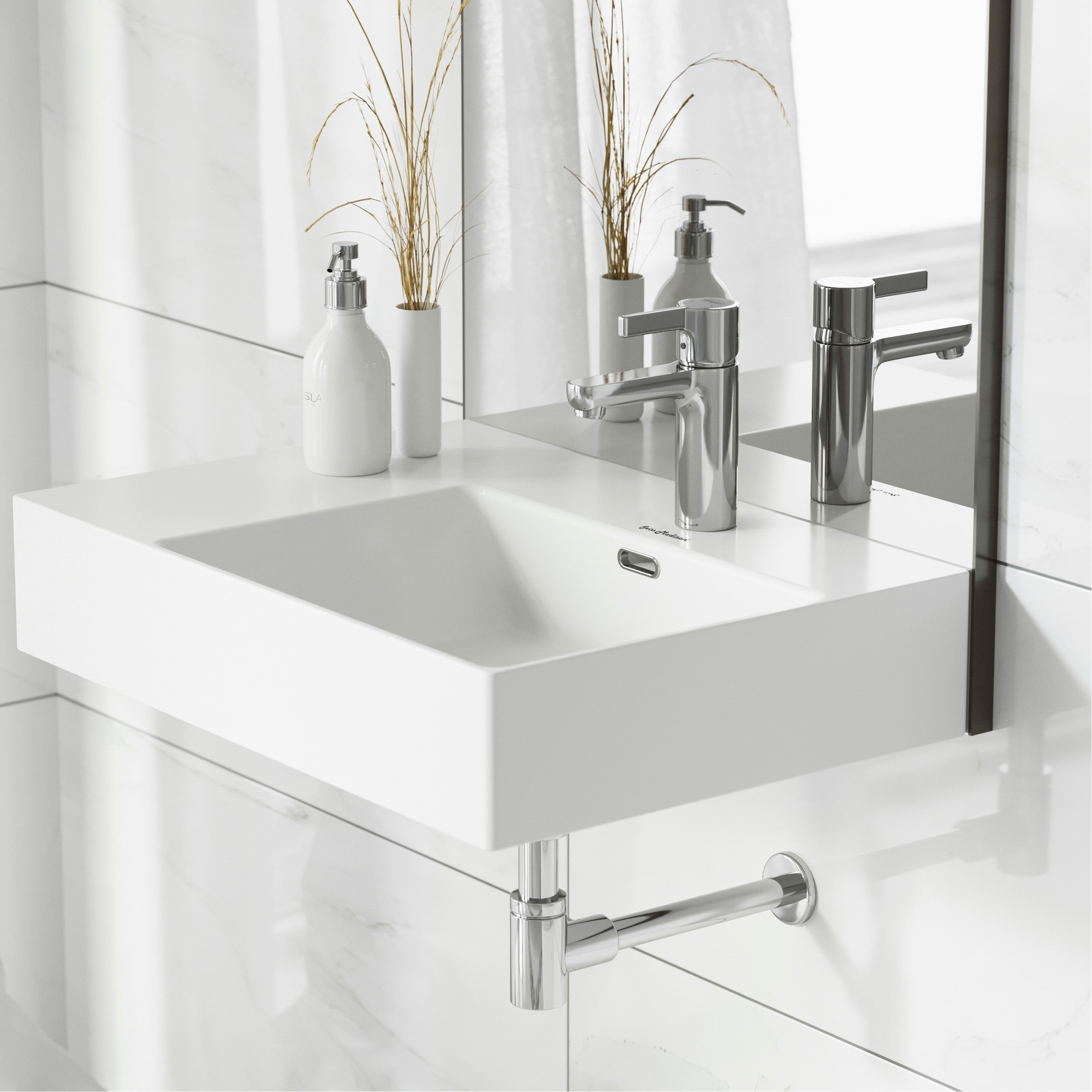 Swiss Madison St. Tropez White Ceramic Wall-mount Rectangular Modern Bathroom  Sink (23.62-in x 16.54-in) at