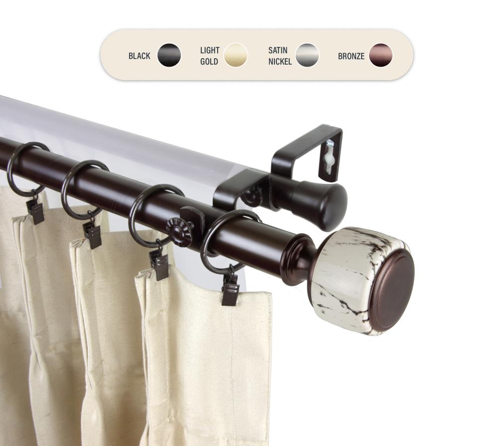 Hart & Harlow L100-52-669-D 1-in Chloe 66-in to 120-in Bronze Steel Double curtain rod with Finials