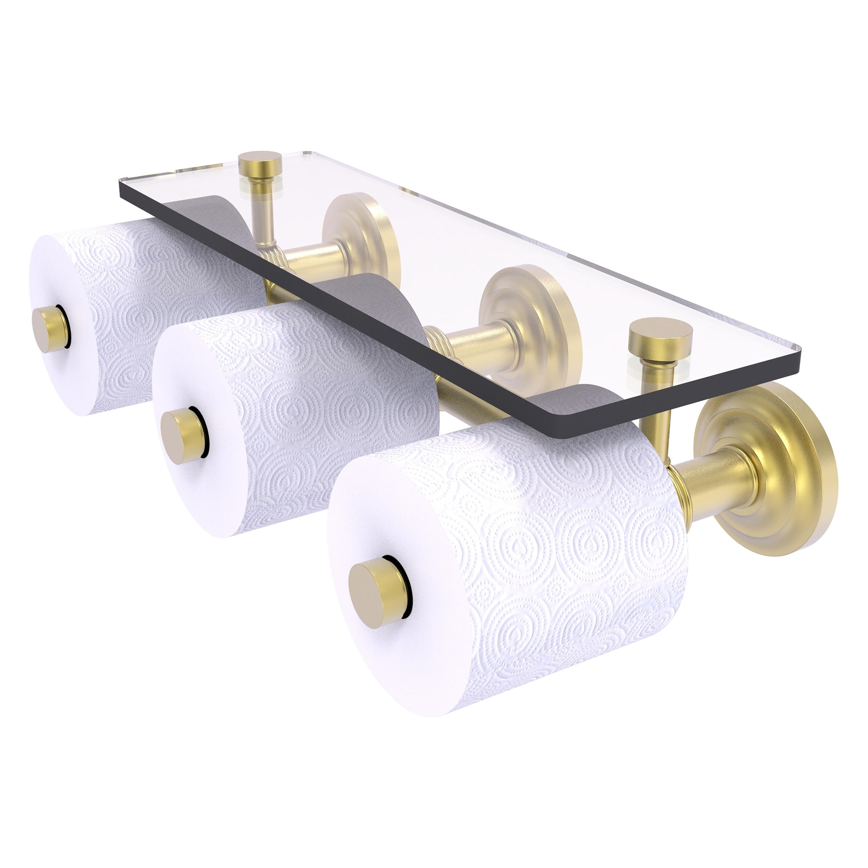 Allied Brass QN-35-3S-SBR Que New Satin Brass Wall mount Double post Toilet Paper Holder 3 -Rolls