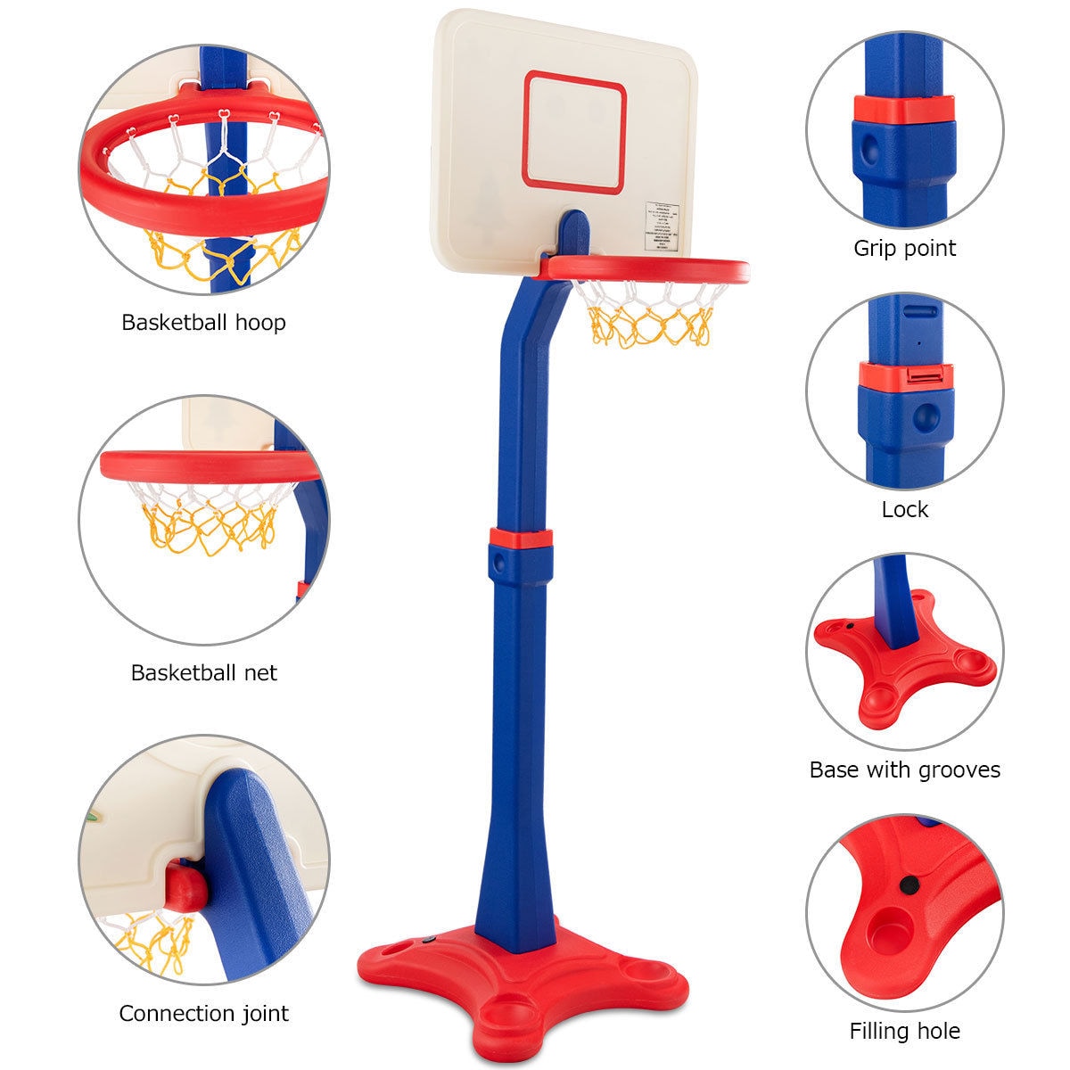Goplus Costway Adjustable Portable Basketball System - Indoor/Outdoor ...