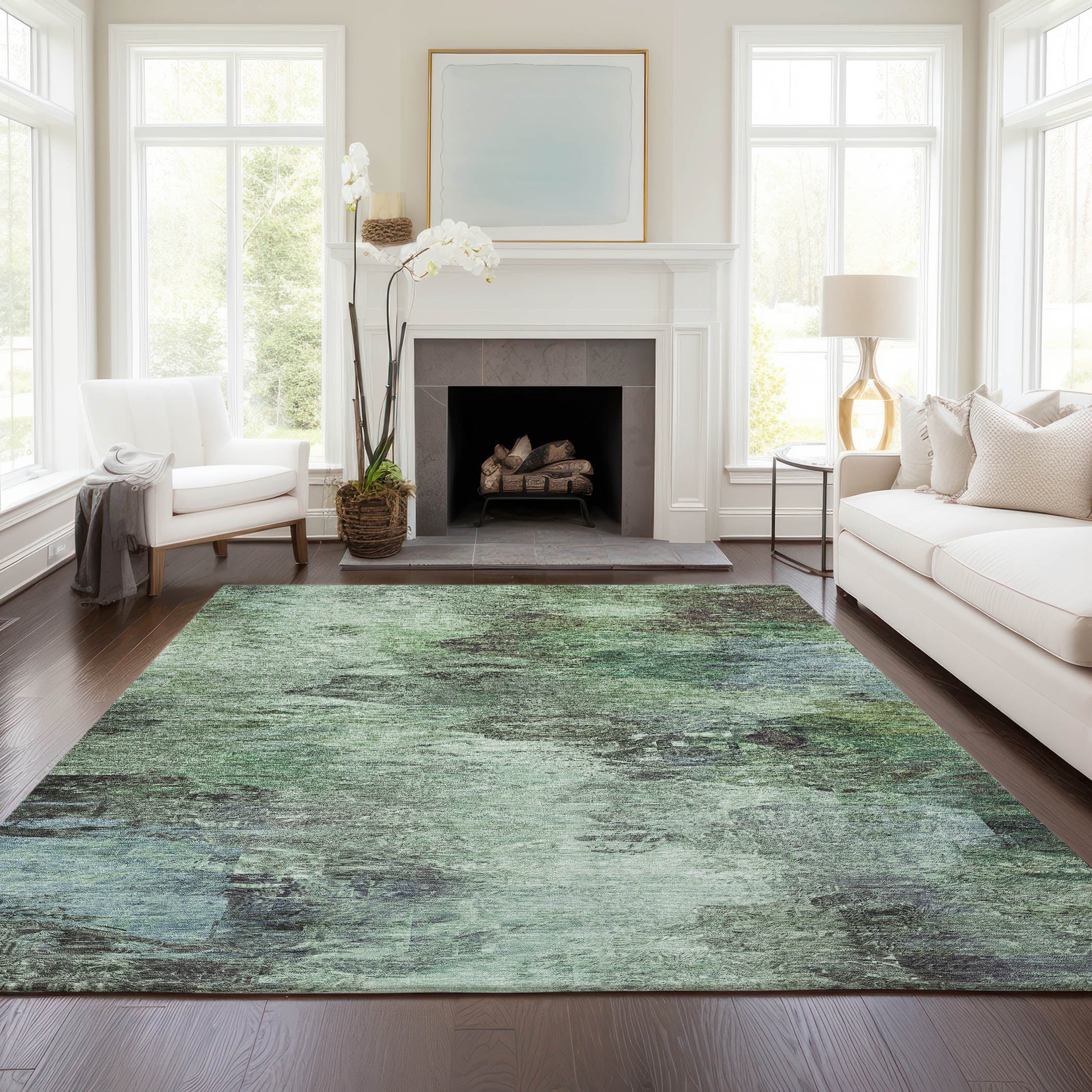Addison Rugs ACN592GE30X46 Chantille ACN592GE 2 x 3 (ft) Polyester Green Rectangular Indoor/Outdoor Abstract Machine washable Area rug