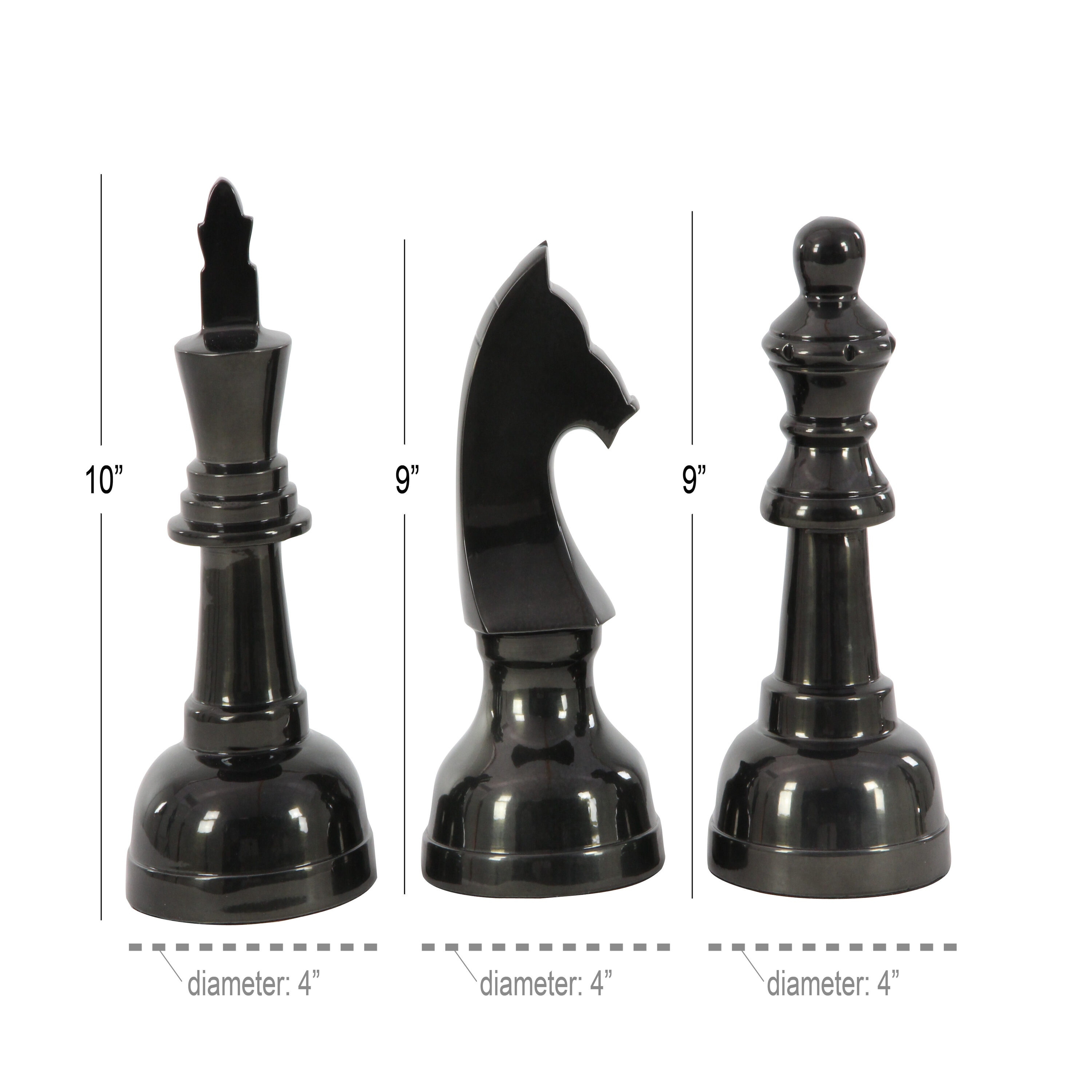 CosmoLiving by Cosmopolitan Dark Gray Aluminum Chess Sculpture