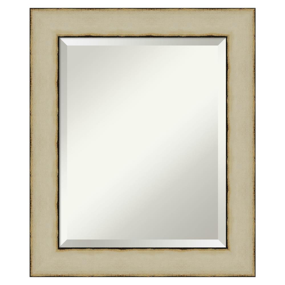 Amanti Art DSW4093390 Rusted Cream Frame Collection 21-in x 25-in Distressed Cream Bathroom Vanity Mirror