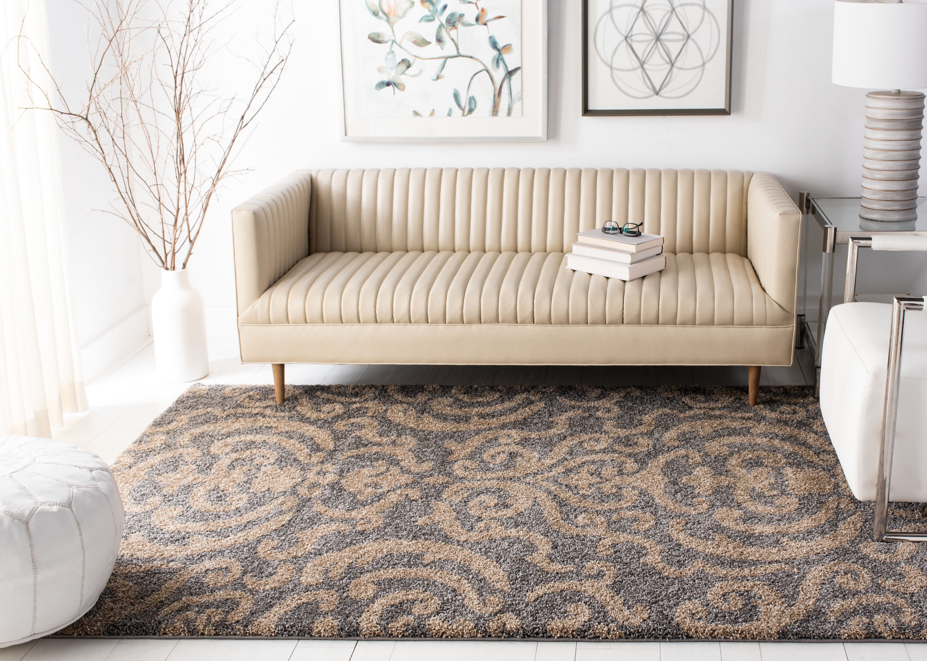 Gray and Beige 8' x 10' Shag Area Rug
