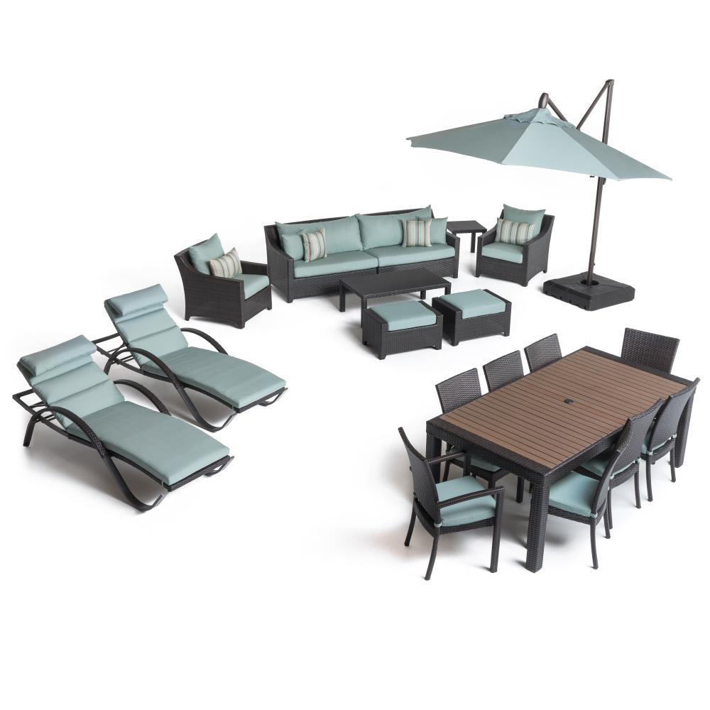 RST Brands OP-PEEC20-BLS-K Deco 20-Piece Wicker Patio Conversation Set with Blue Sunsharp Cushions