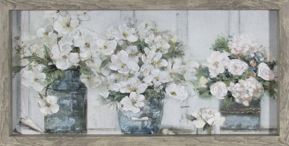allen + roth Gray Framed 10-in H x 20-in W Floral Print at Lowes.com