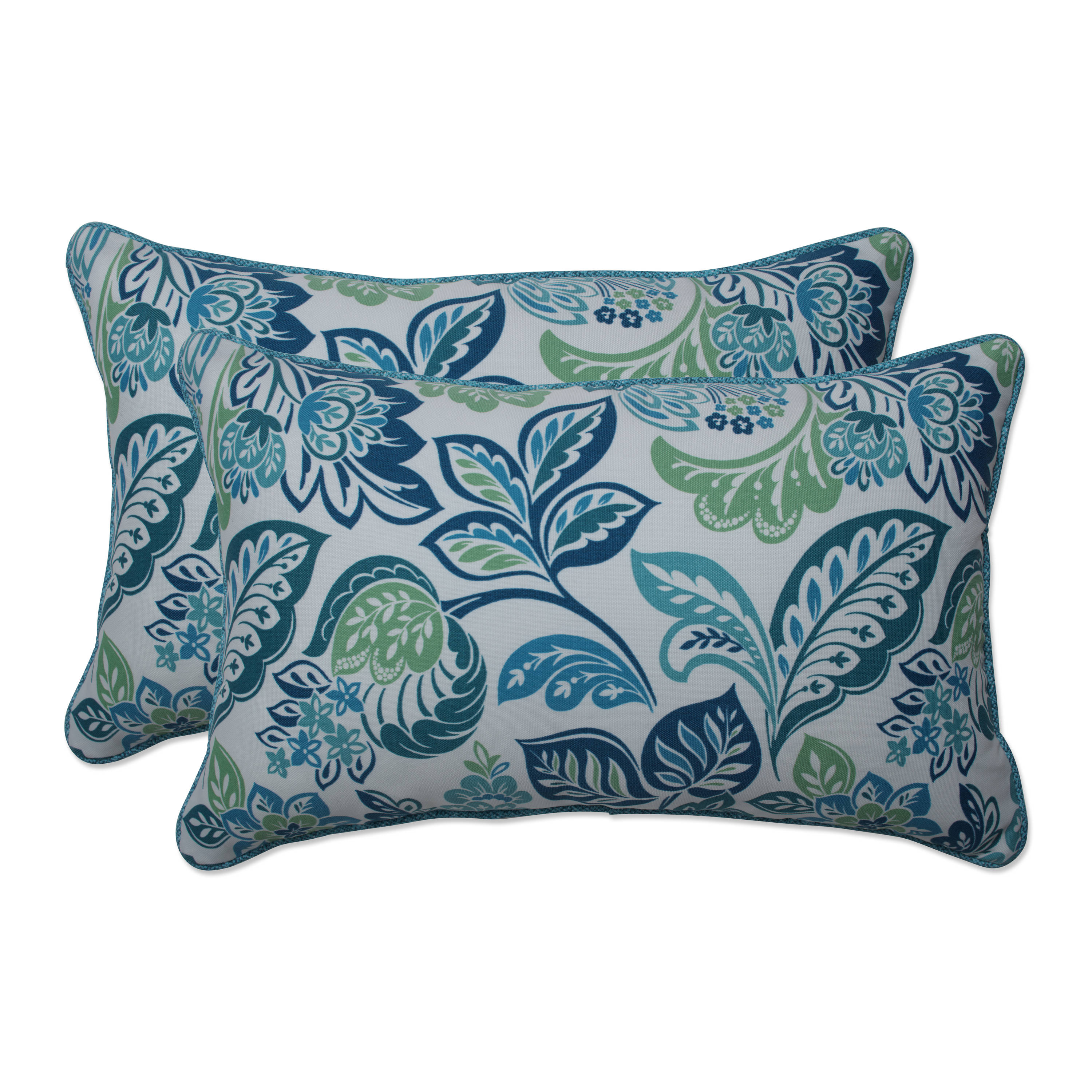 Pillow Perfect 680934 Dailey Opal Rectangular Throw Pillow (Set of 2) 2-Pack Graphic Print Blue Rectangular Throw Pillow