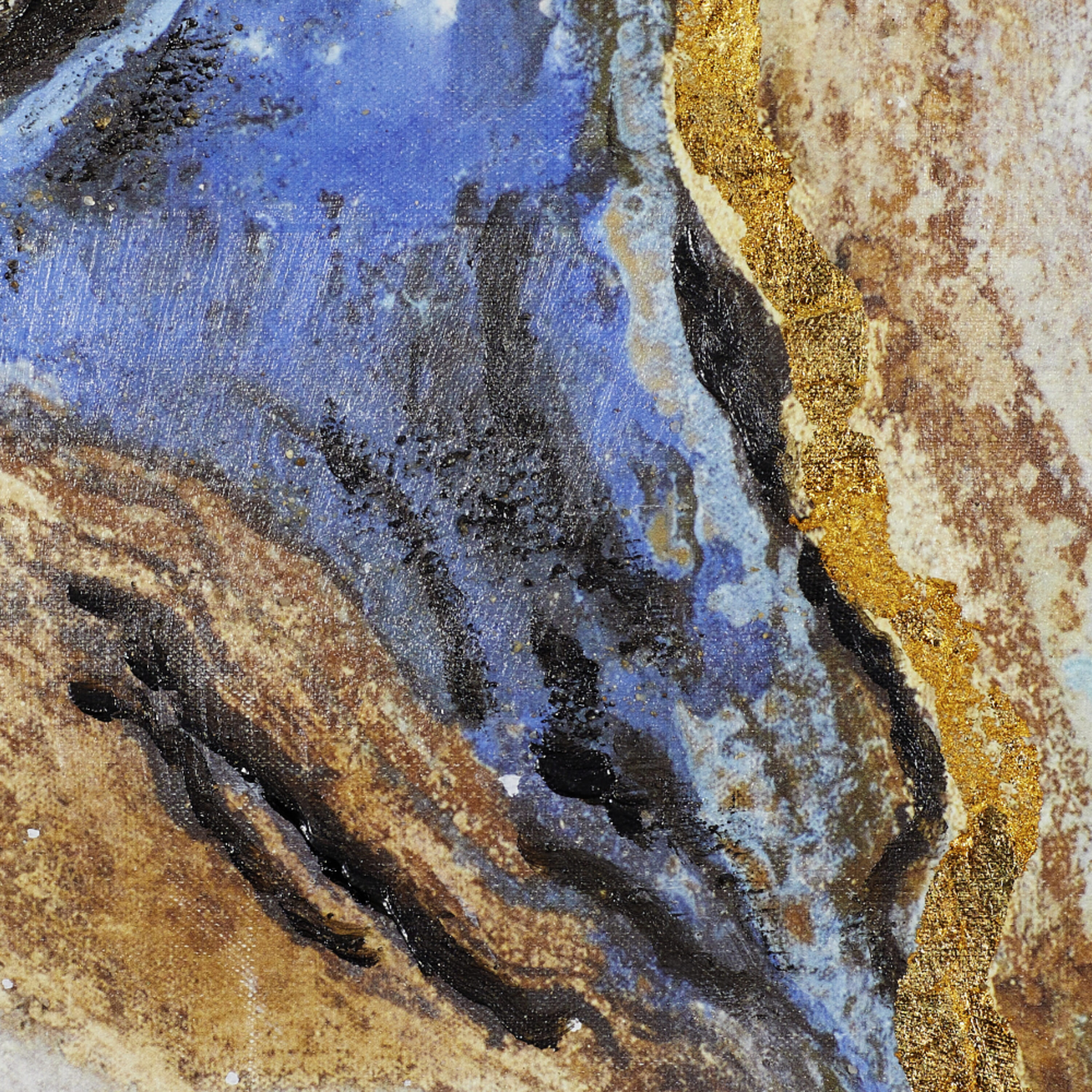 Large Multicolor Abstract Geode Canvas Wall Art with Gold Frame