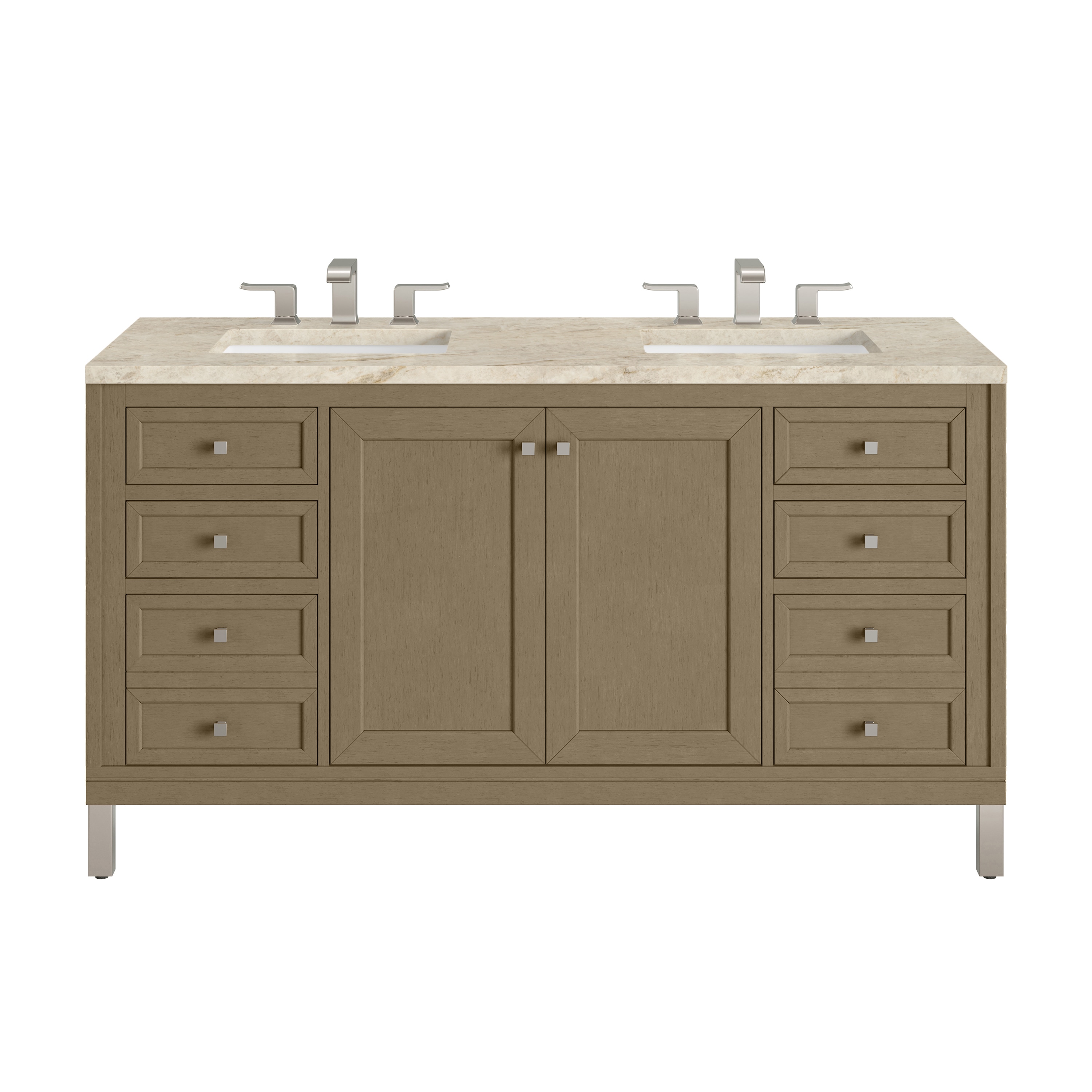James Martin Vanities Chicago 60-in Undermount Double Sink Bathroom Vanity with Quartz Top