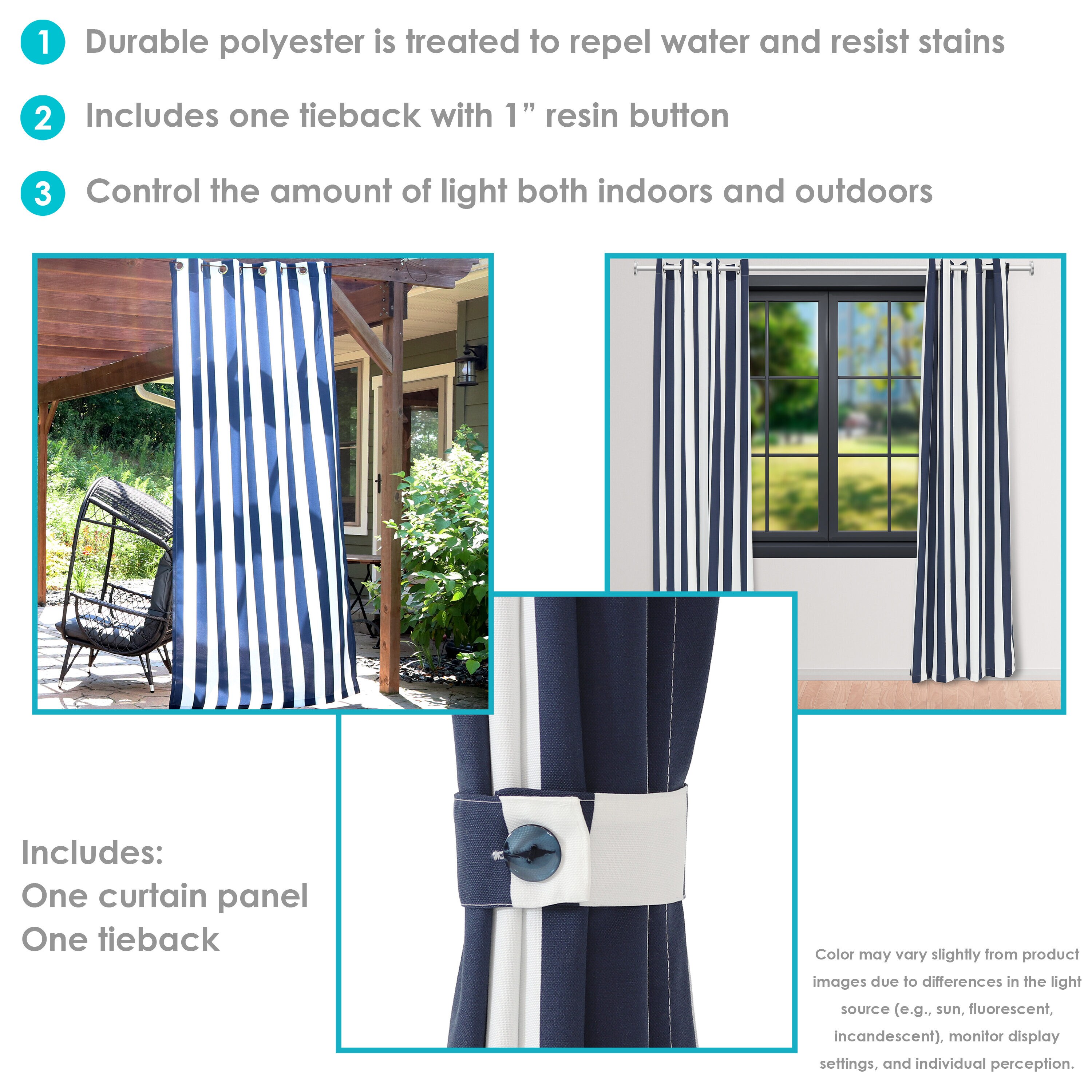 Sunnydaze Decor 107-in Blue Light Filtering Grommet Single Curtain 