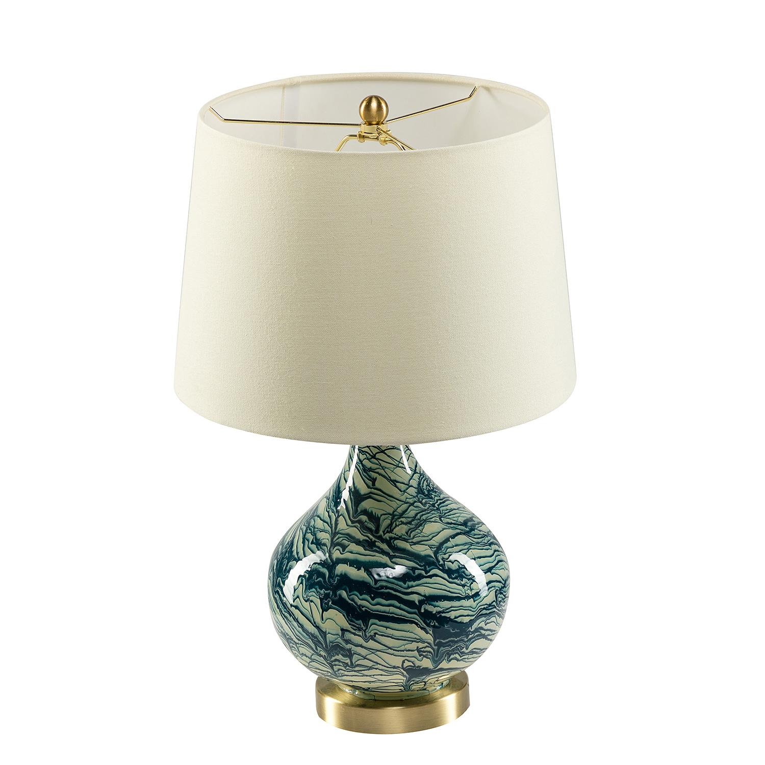 Bayfeve BFJSY-46A211 Modern Table Lamp 20-in Blue LED On/Off switch Table Lamp with Linen Shade