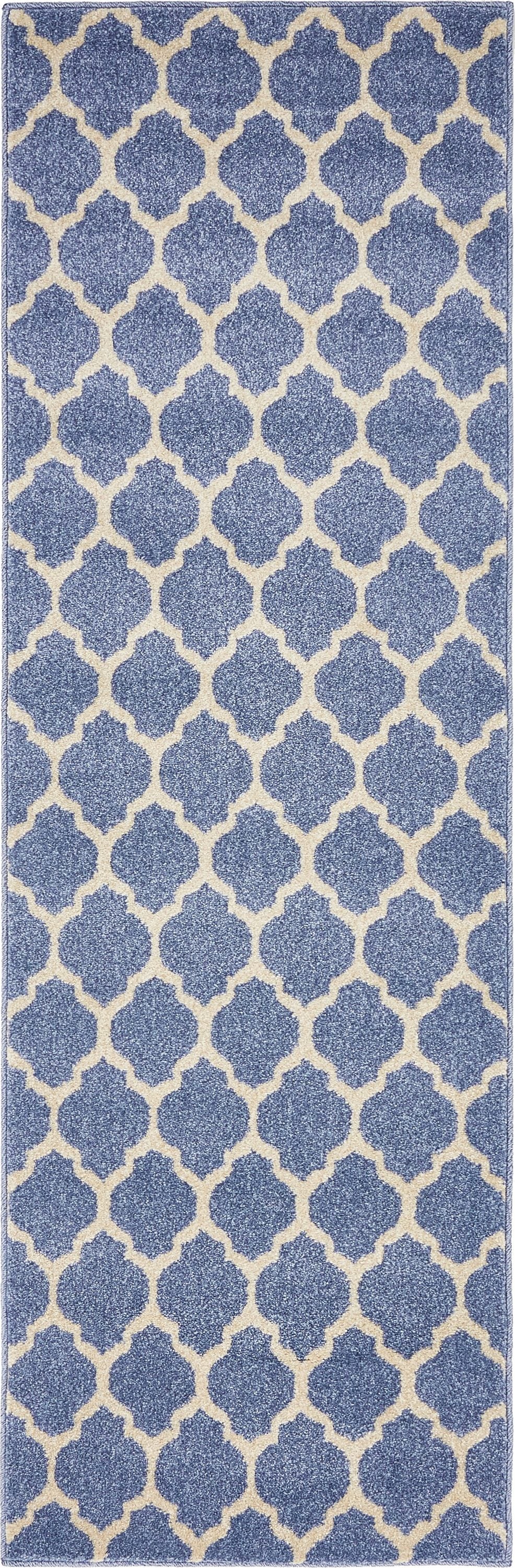 Unique Loom 3136428 Philadelphia Trellis 2 x 6 (ft) Loomed Polypropylene Blue/Beige Rectangular Indoor Geometric Industrial Runner rug