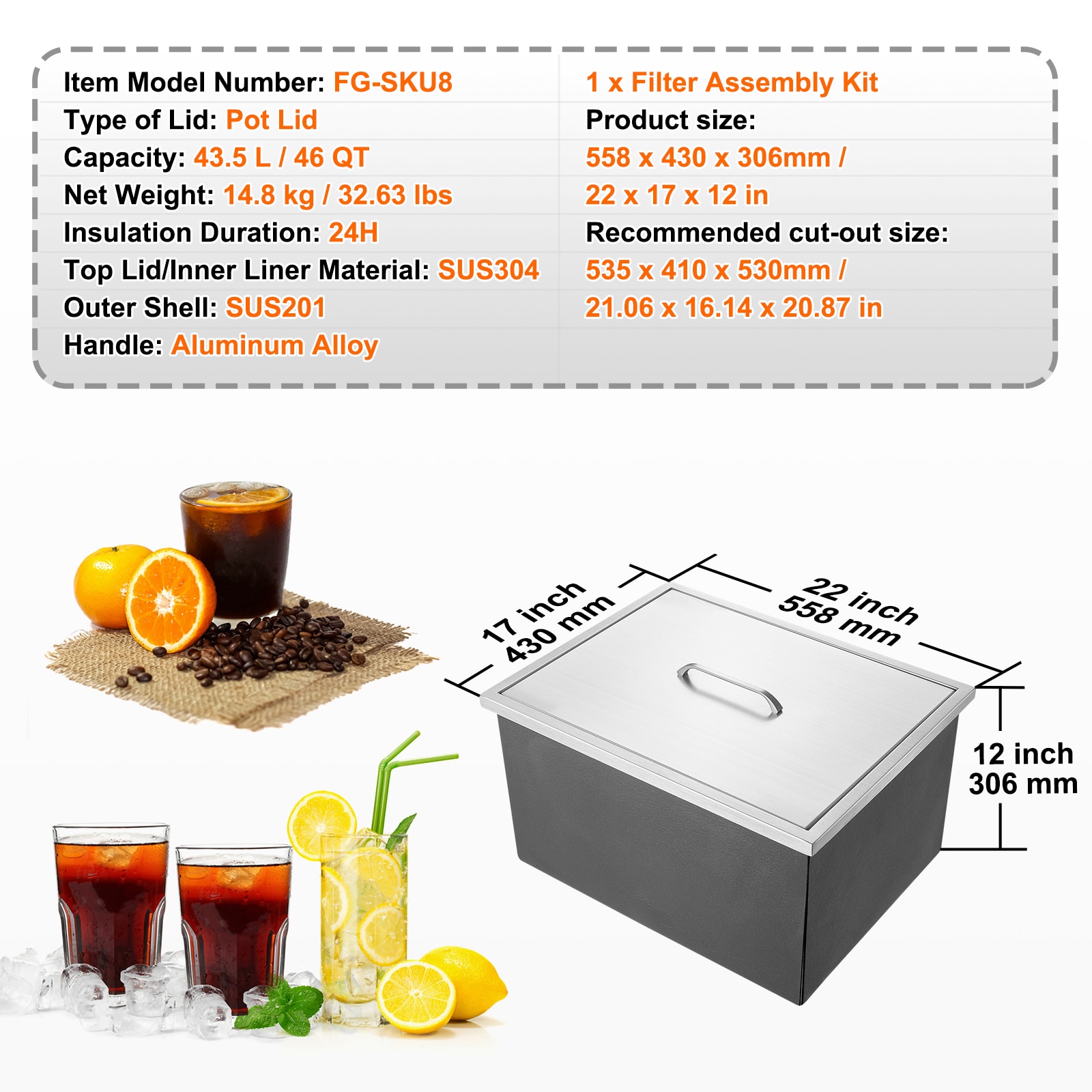 VEVOR JG23X17X120000001V0 Ice-Buckets - View #8