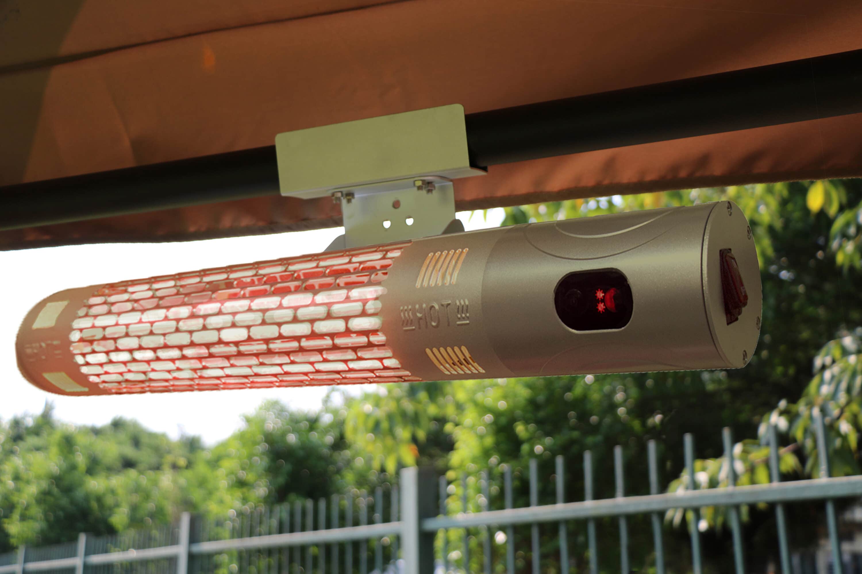 Silver Infrared Electric Wall Mounted Outdoor Heater with Remote