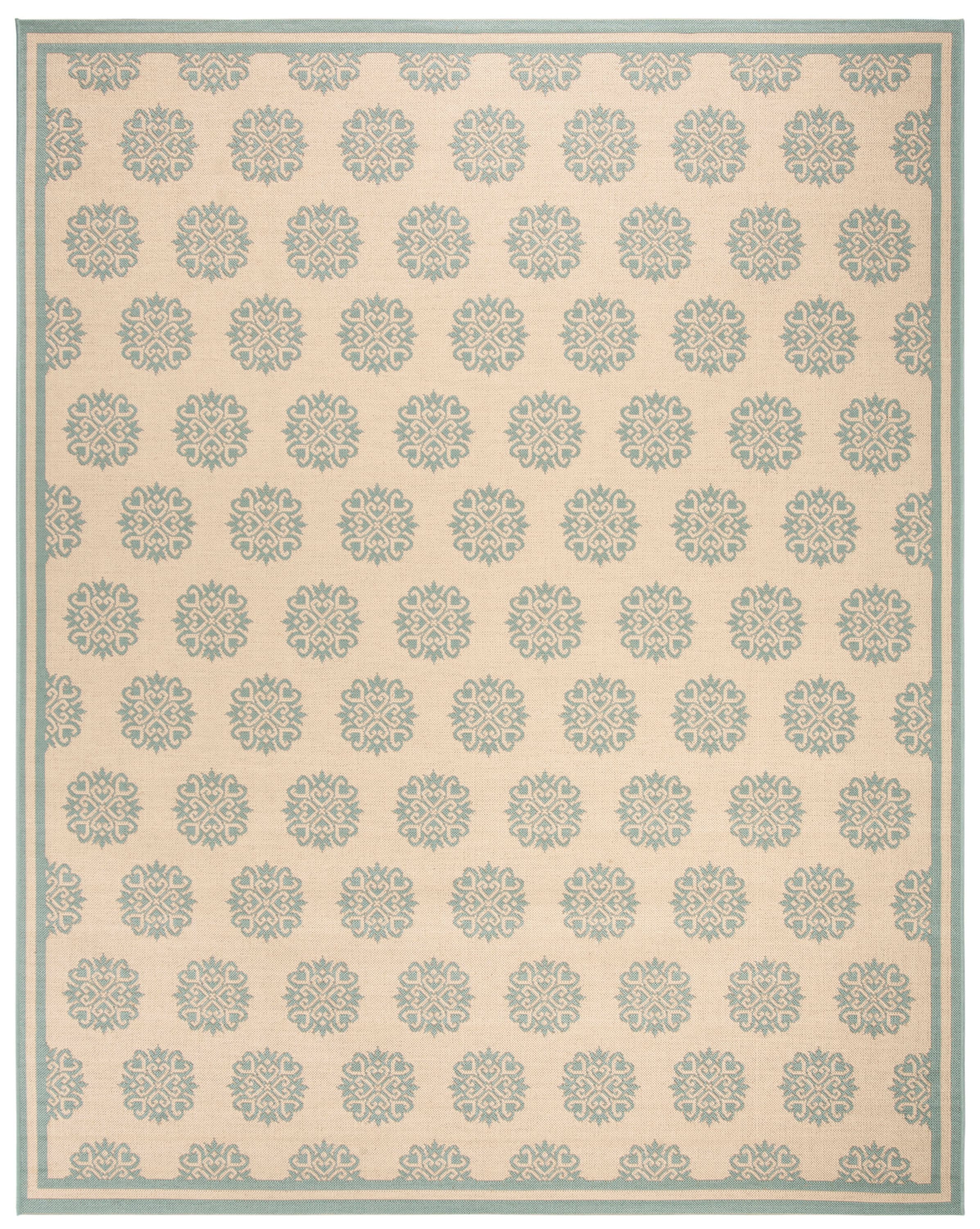 Safavieh BHS181L-9 Beach House Zelda 9 x 12 (ft) Loomed Polypropylene Cream/Aqua Rectangular Indoor/Outdoor Abstract Farmhouse/Cottage Area rug
