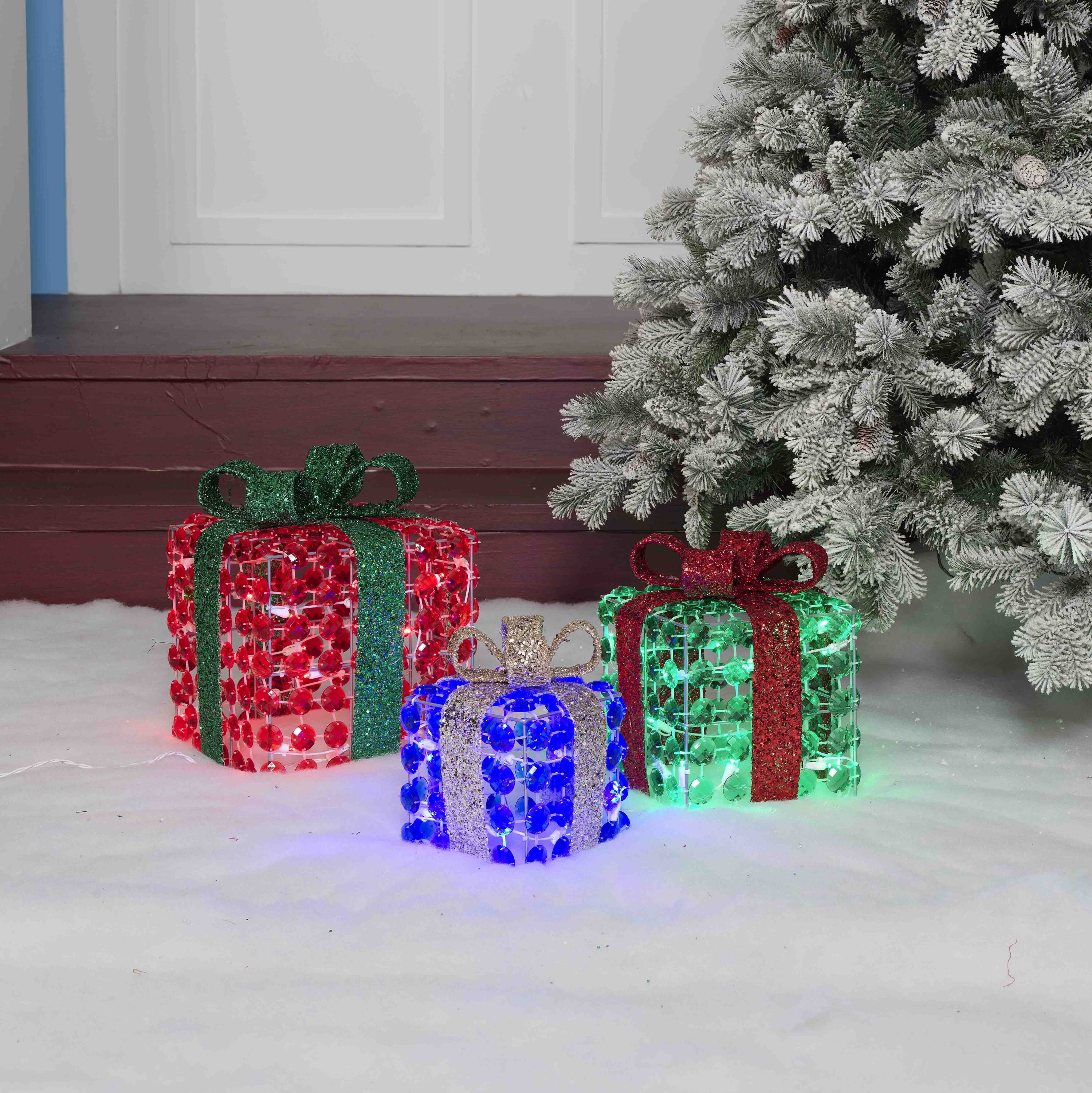 EverStar 12-in Gift Box Yard Decoration with Multicolor LED Lights ES ...