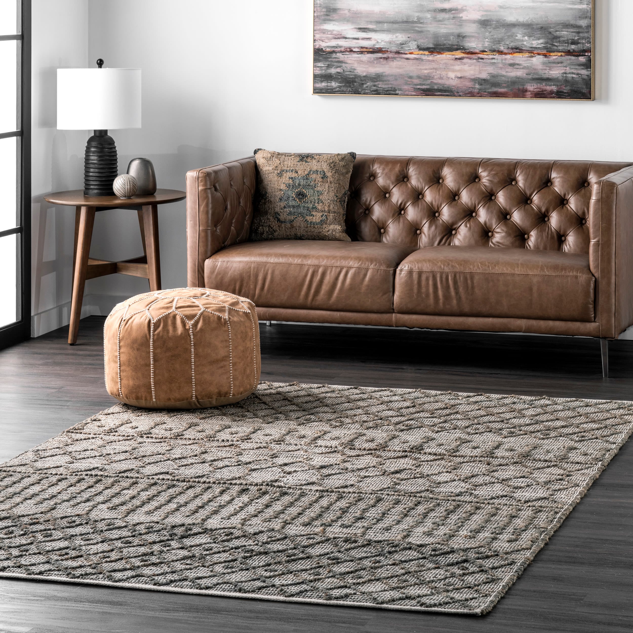 nuLOOM SMRM02A-508 Athena 5 x 8 (ft) Tufted Jute Dark Gray Rectangular Indoor Trellis Area rug