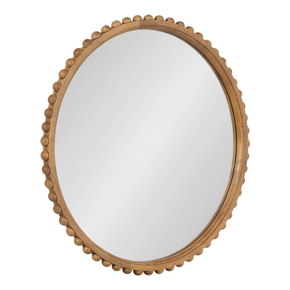 Kate and Laurel 228778 Beadbrook 24.02-in W x 24.02-in H Round Rustic Brown Framed Wall Mirror