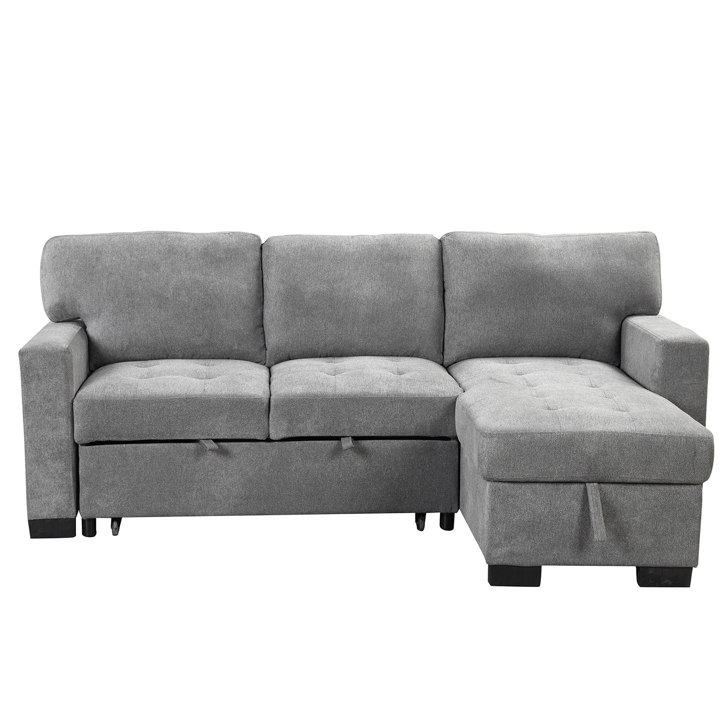 Bybafun 85.2-in Modern Gray Velvet Reclining Sleeper In The Couches ...