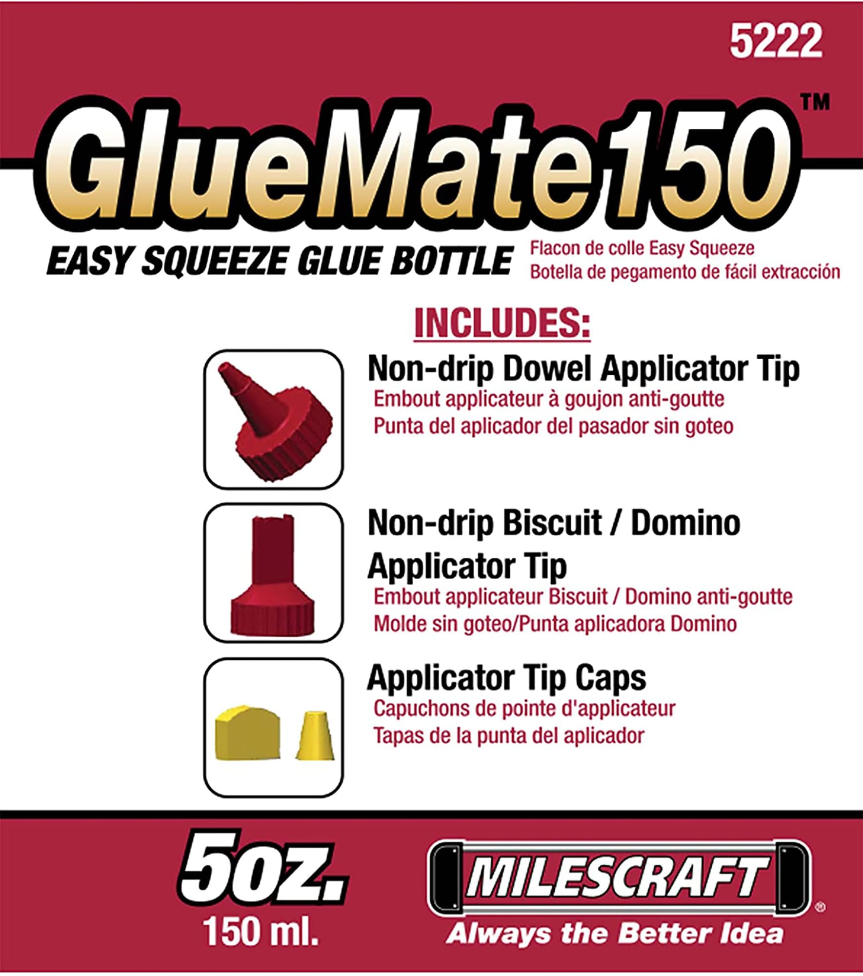 Milescraft GlueMate Multi-Pack - Wood Glue Bottles with No-Drip Precision  Applicator Tips. 15oz. and 5oz. (4-Pack) 7369 - The Home Depot