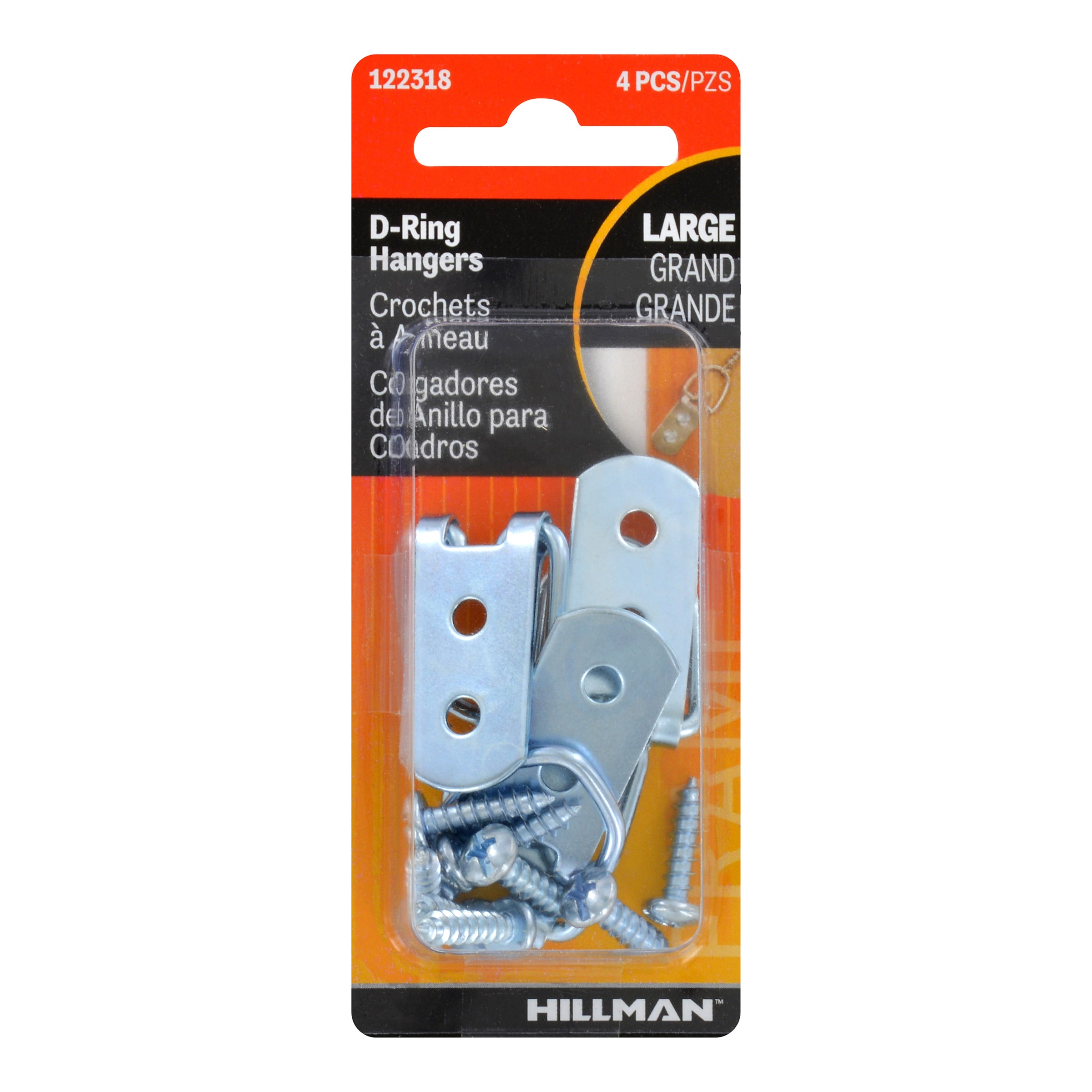 Hillman 30lb Large D-ring Hangers (4 Pack) in the Picture Hangers