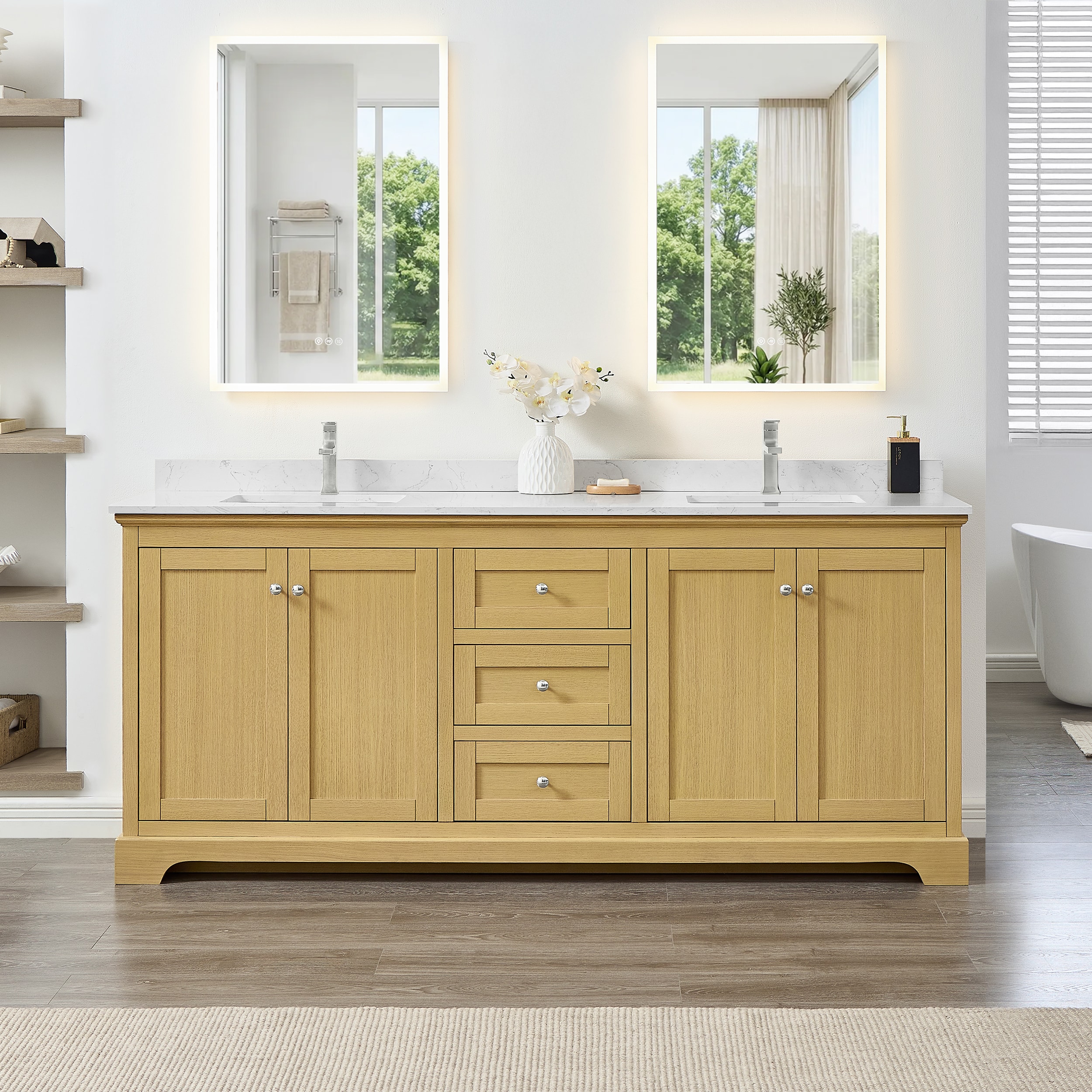 Wyndham Collection Avery Bathroom Vanity with Undermount Square Sinks and Various Countertop Options