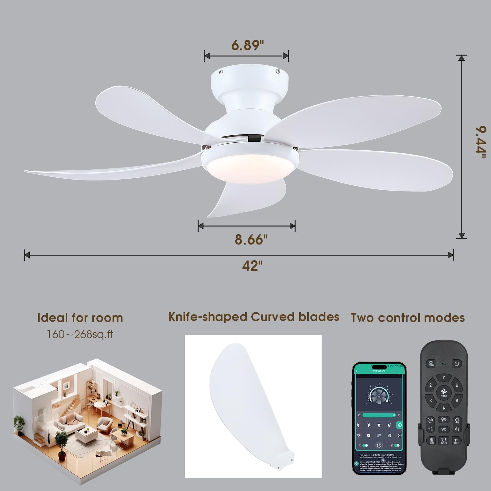 Gleam Flare GF-9328-42WH Ceiling-Fans - View #2